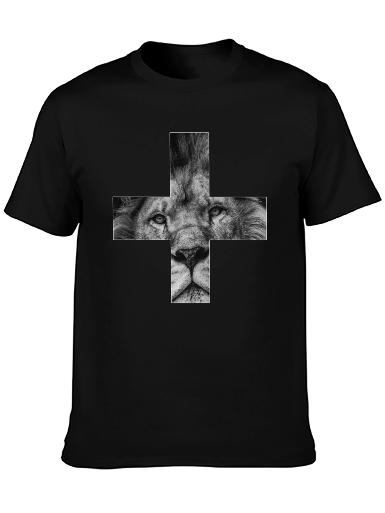 Lion Cross Graphic Black T-Shirt