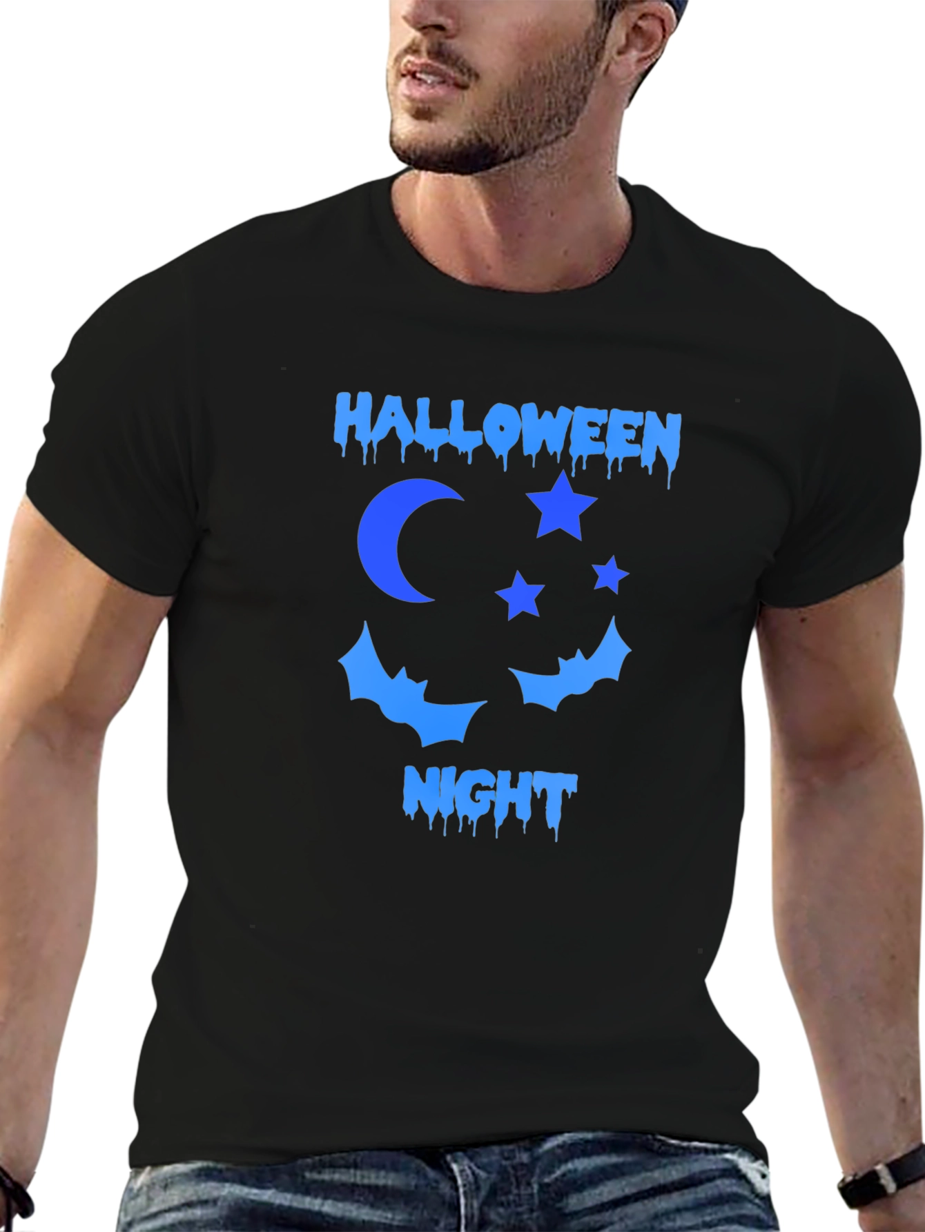 Halloween Night T-Shirt: Moon Stars Bats
