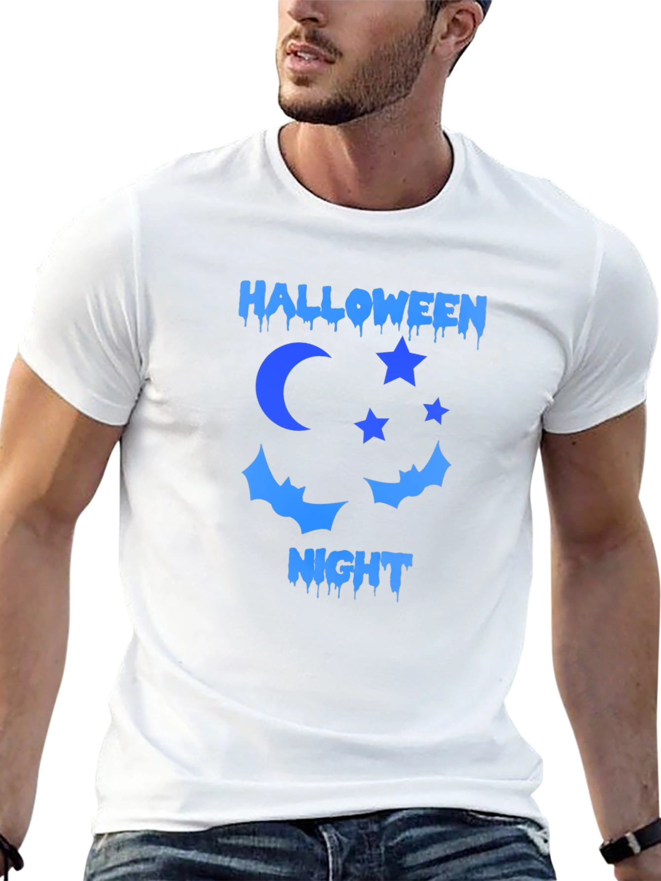 Halloween Night T-Shirt: Moon Stars Bats