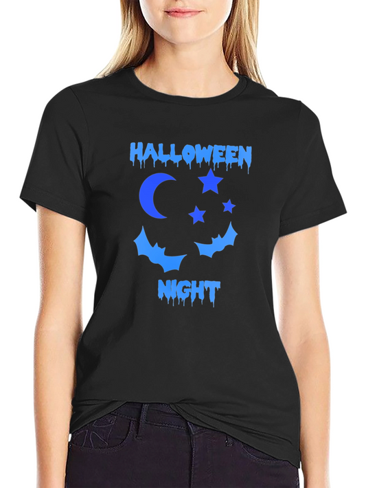 Halloween Night T-Shirt: Moon Stars Bats