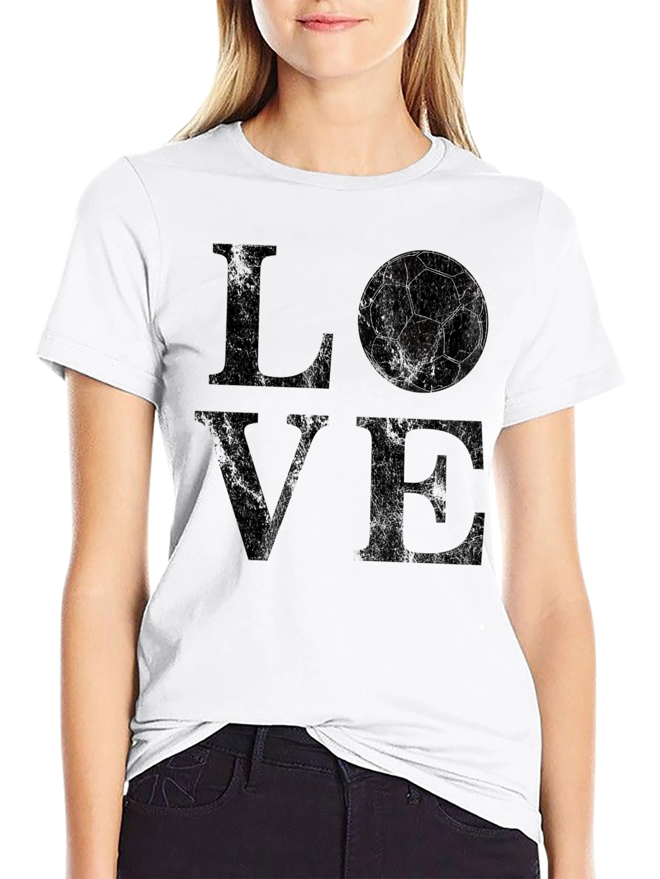 Love Soccer Graphic T-Shirt - Black