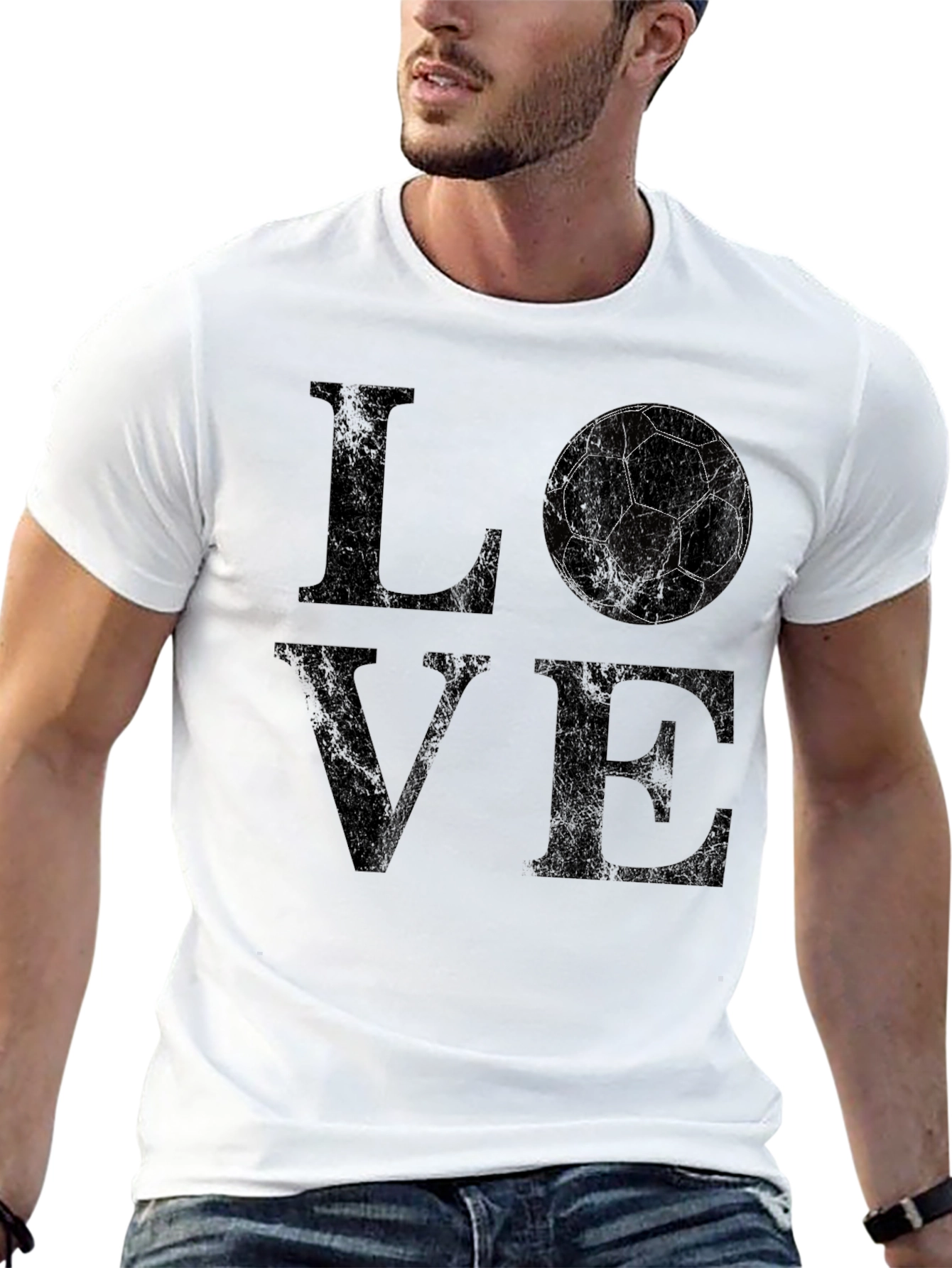 Love Soccer Graphic T-Shirt - Black