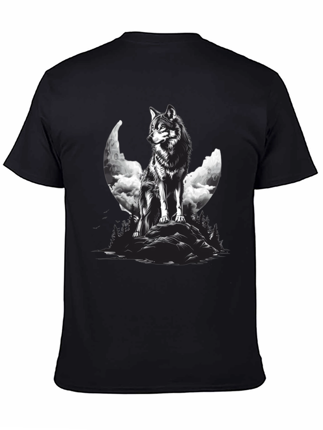 Wolf Moon Graphic Black T-Shirt
