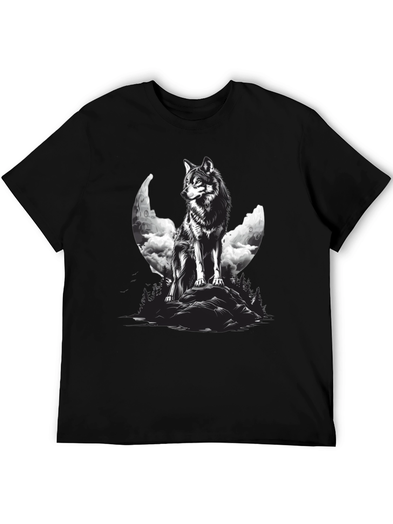 Wolf Moon Graphic Black T-Shirt