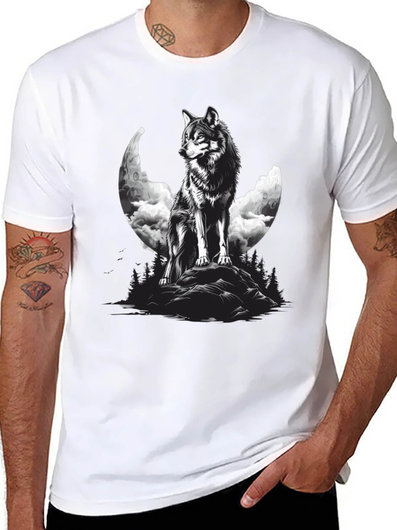 Wolf Moon Graphic Black T-Shirt