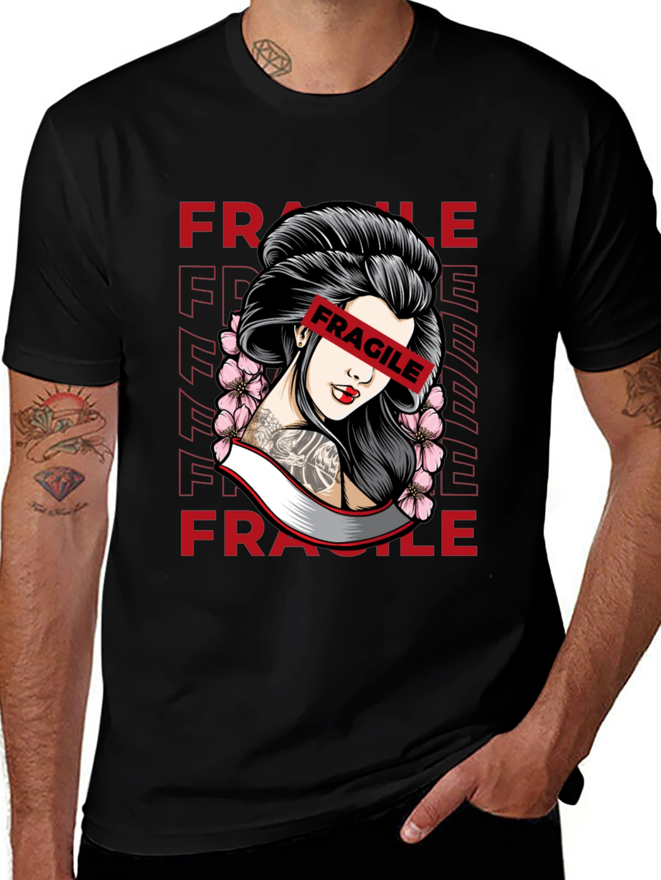 Fragile Geisha Graphic Tee - Trendy Streetwear Shirt