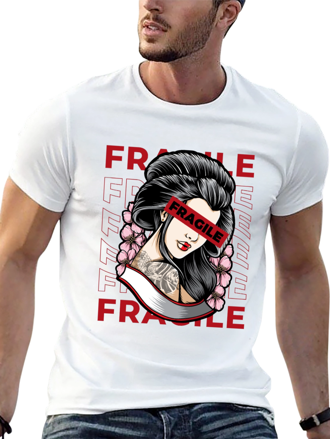 Fragile Geisha Graphic Tee - Trendy Streetwear Shirt