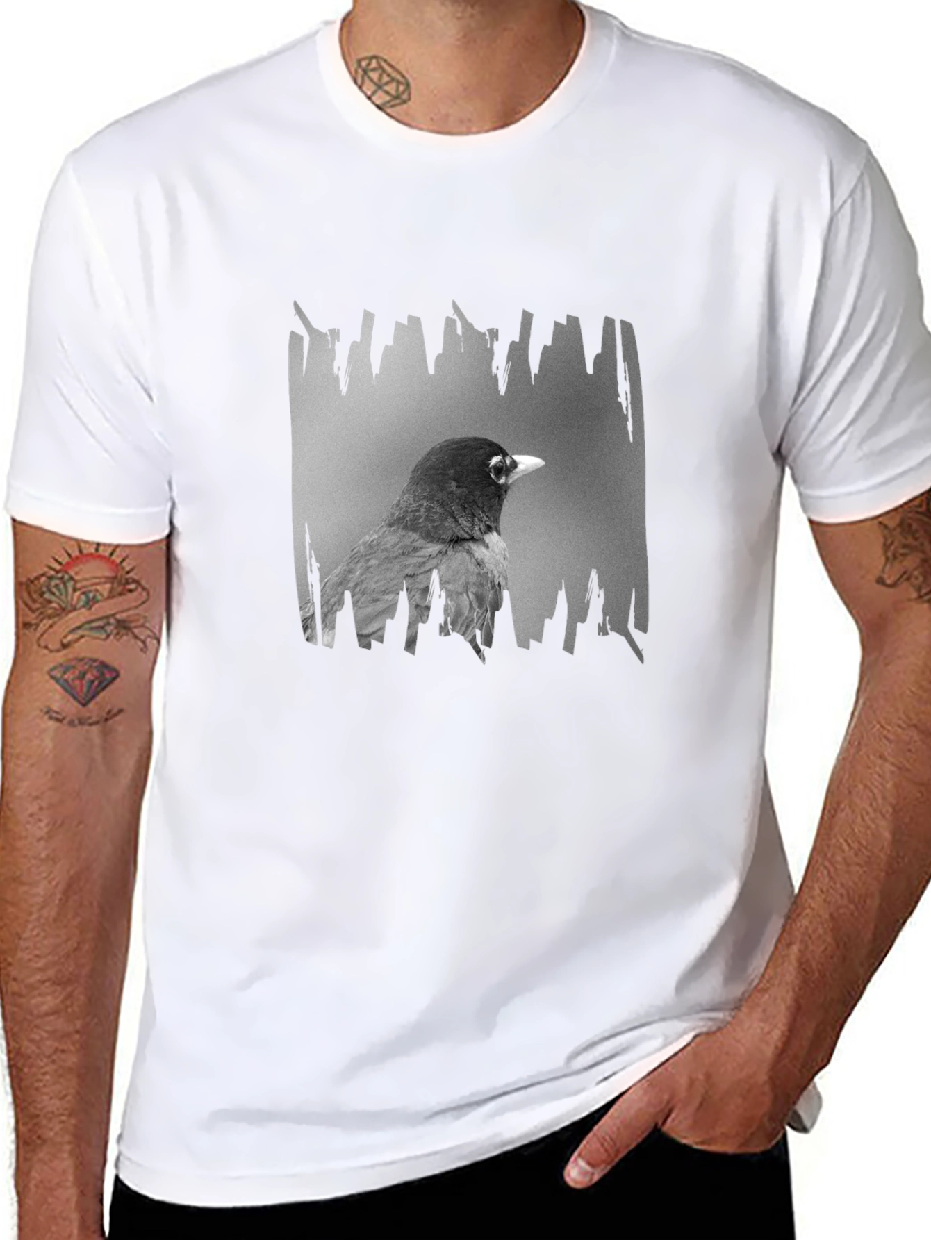 Robin Graphic Print Black T-Shirt
