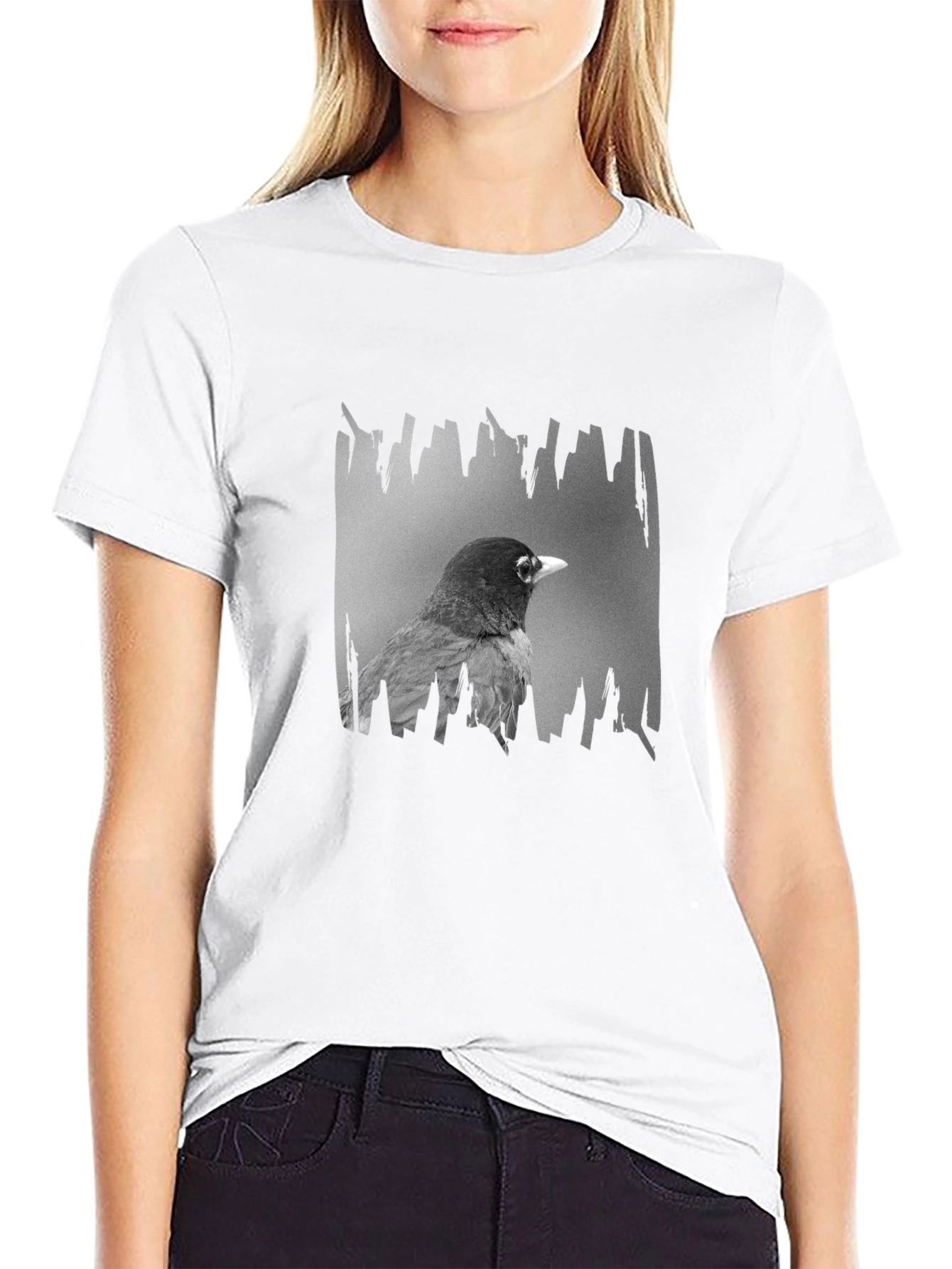 Robin Graphic Print Black T-Shirt