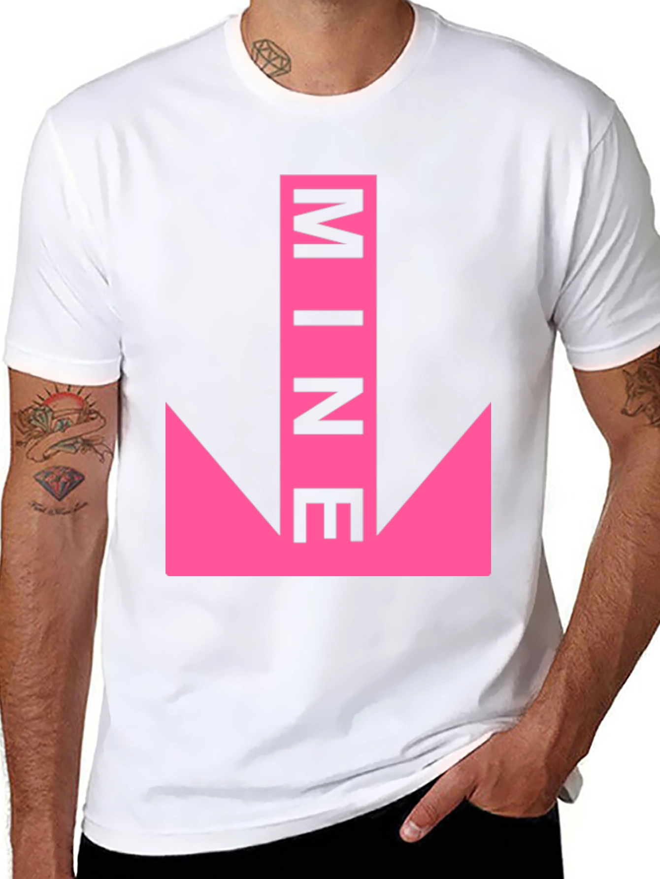 Humorous Pink Arrow MINE Graphic Tee