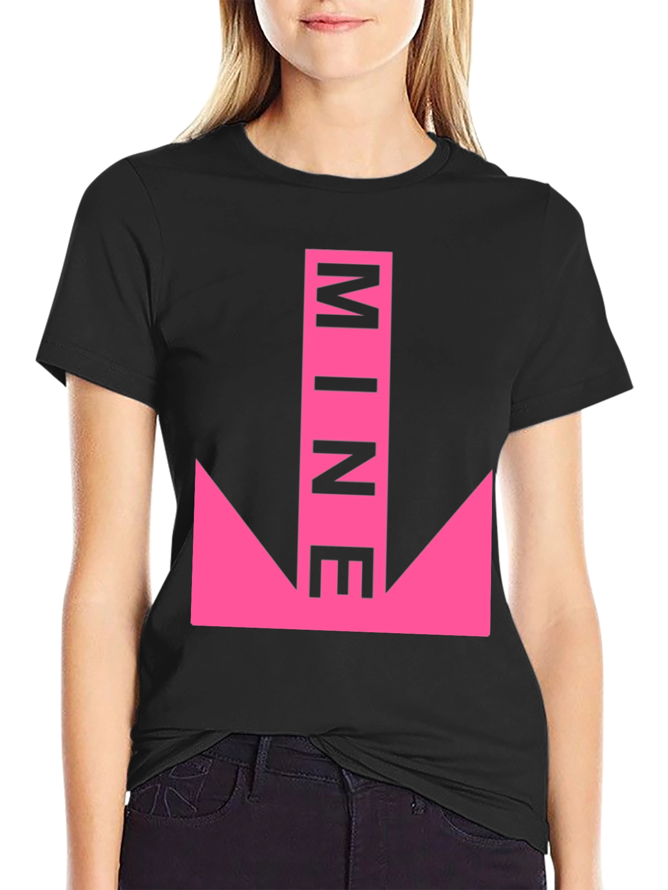 Humorous Pink Arrow MINE Graphic Tee