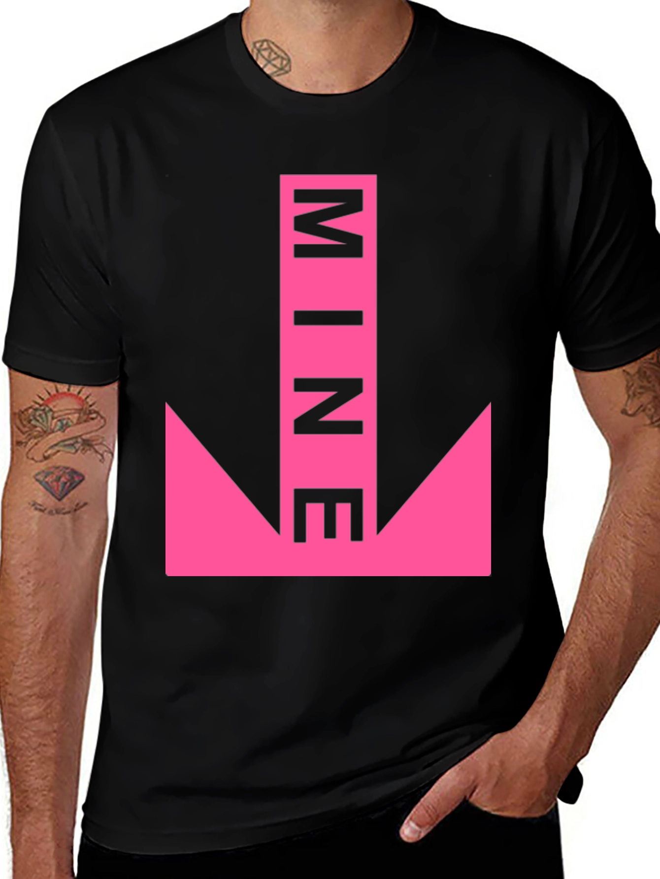 Humorous Pink Arrow MINE Graphic Tee