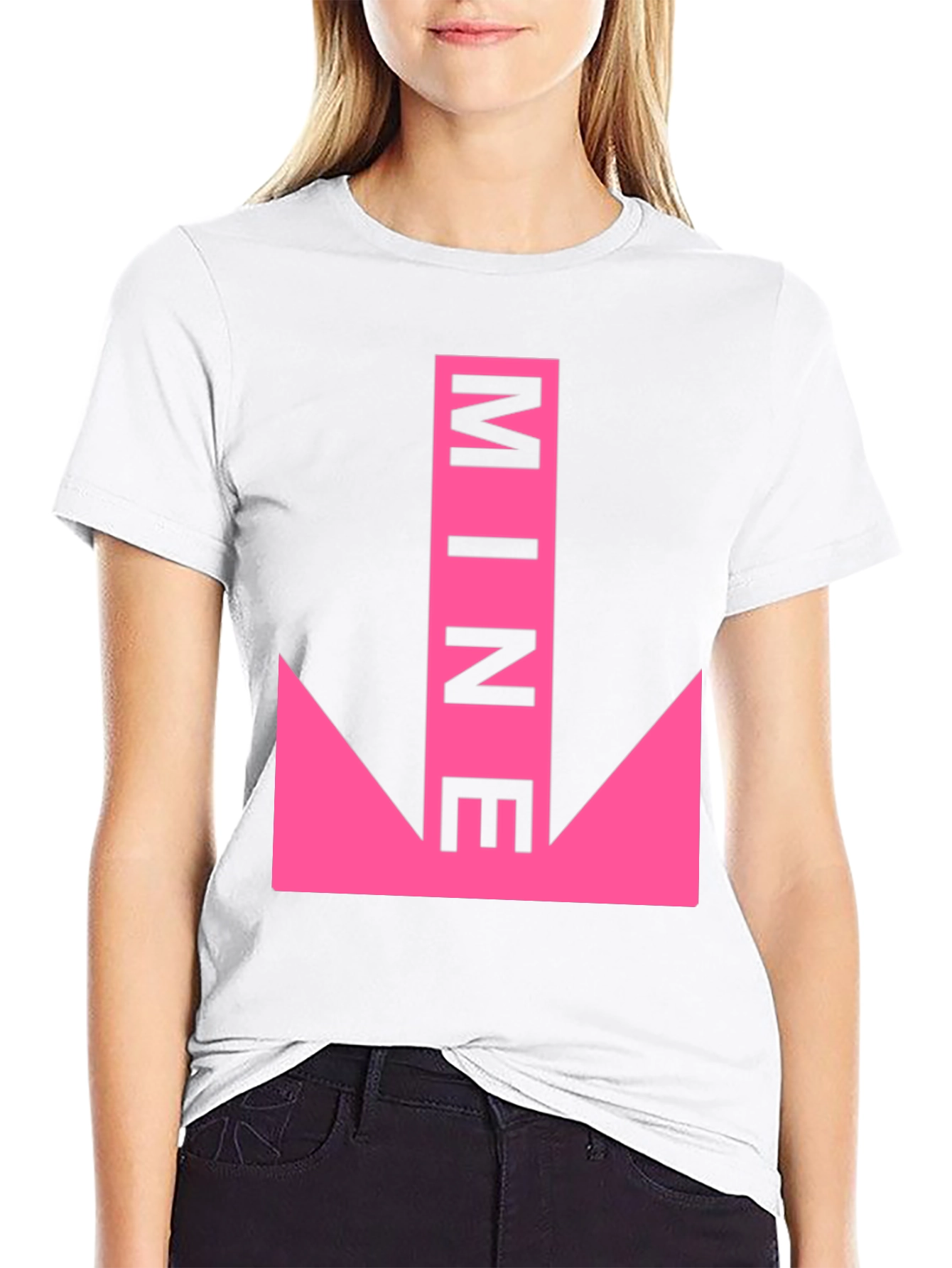 Humorous Pink Arrow MINE Graphic Tee