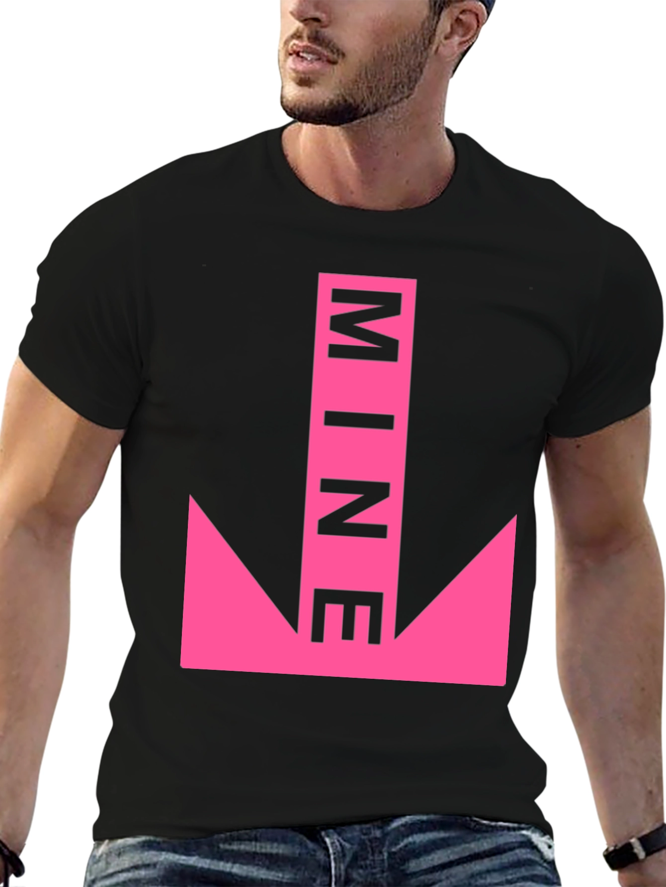 Humorous Pink Arrow MINE Graphic Tee