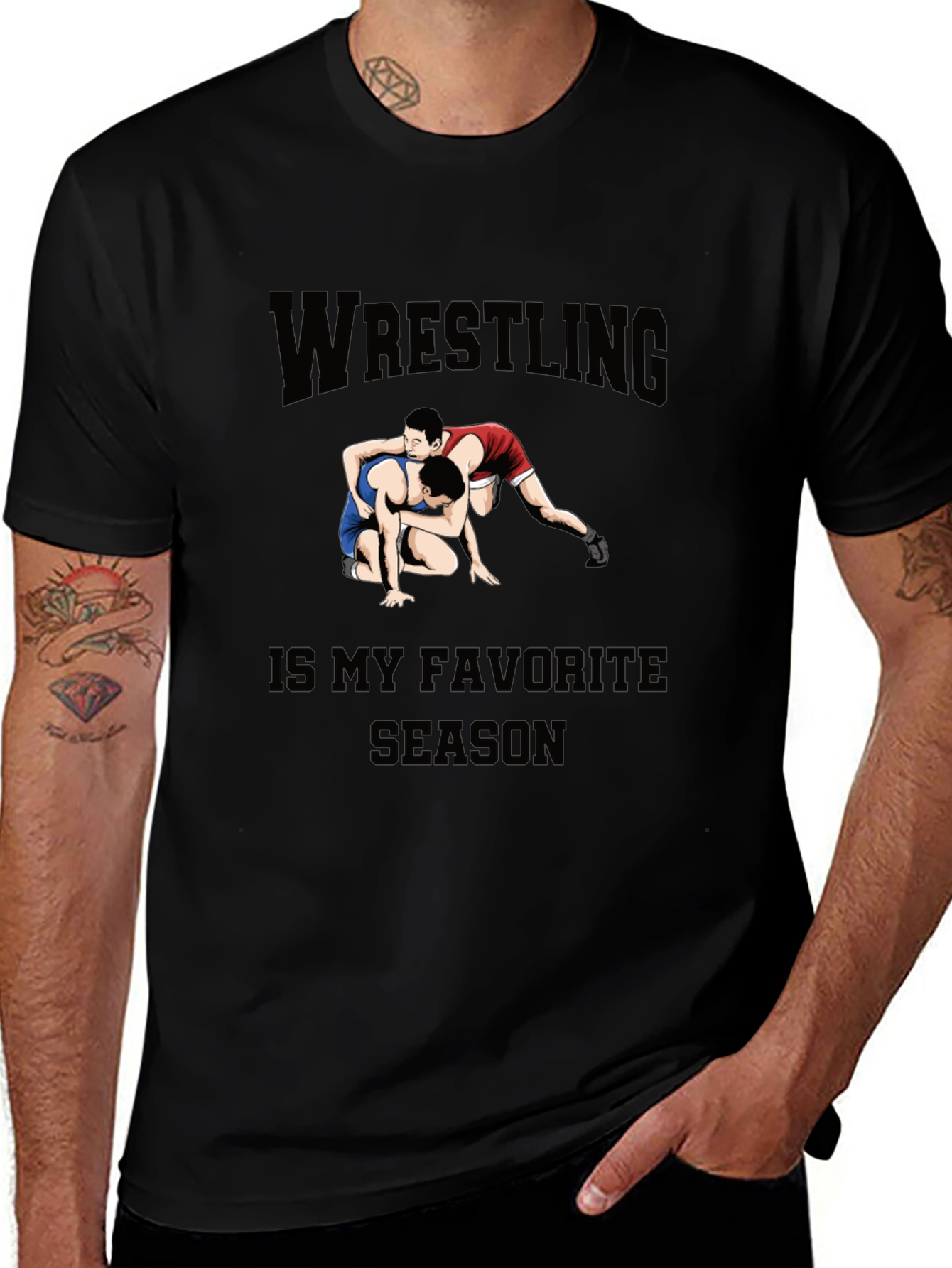 Wrestling Is My Favorite Season Black T-Shirt
