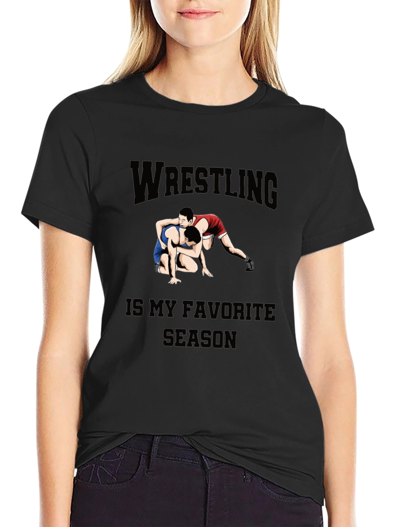 Wrestling Is My Favorite Season Black T-Shirt