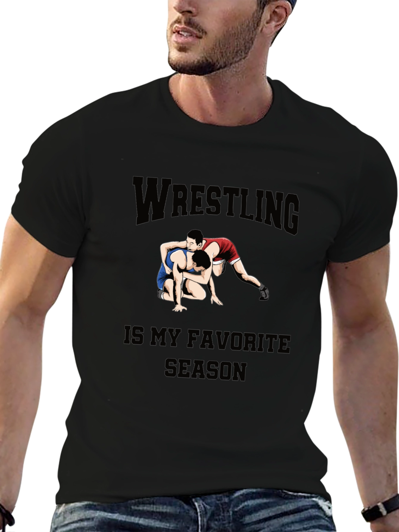 Wrestling Is My Favorite Season Black T-Shirt