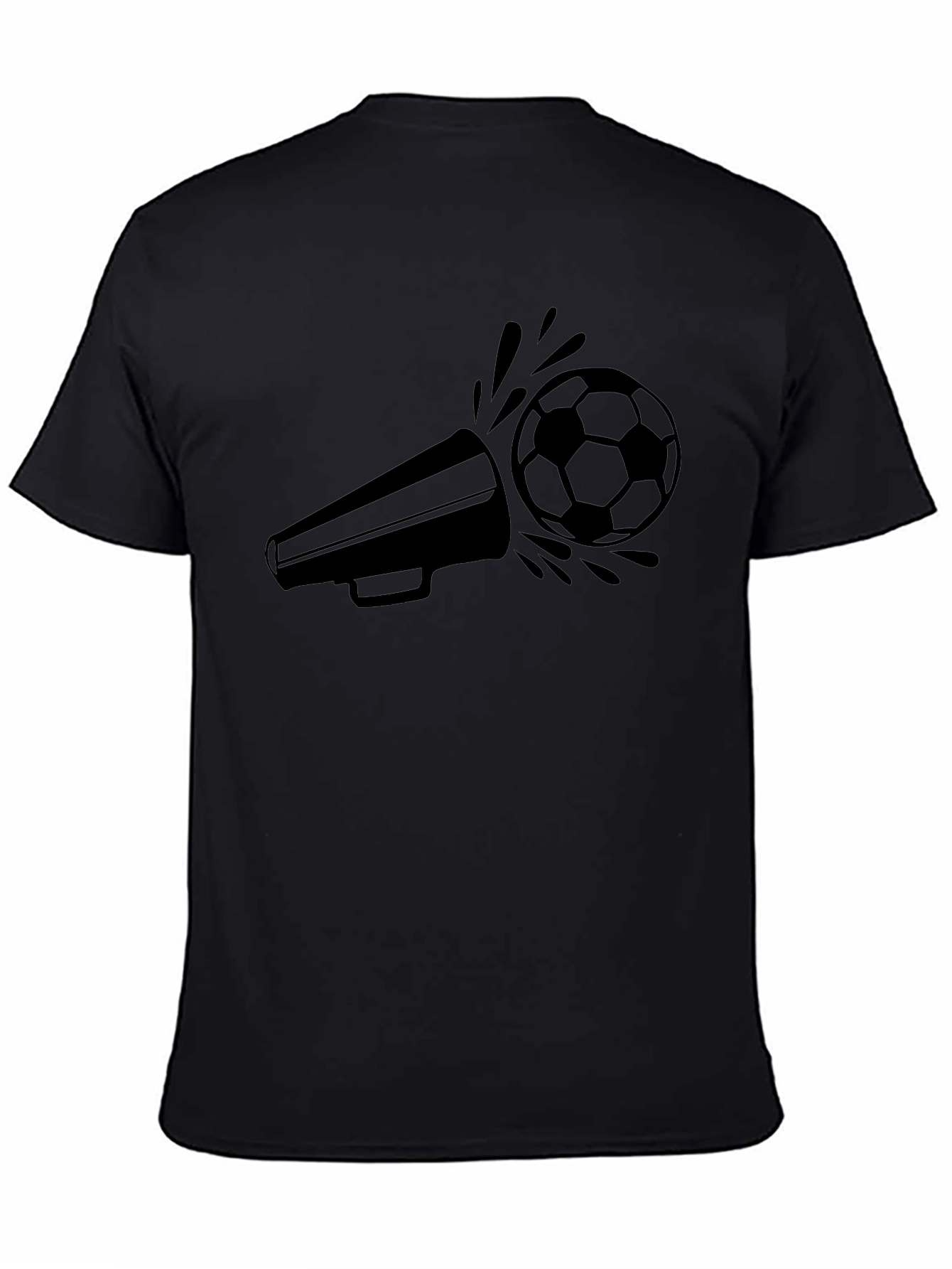 Soccer Megaphone Graphic Tee - Black Cotton T-Shirt
