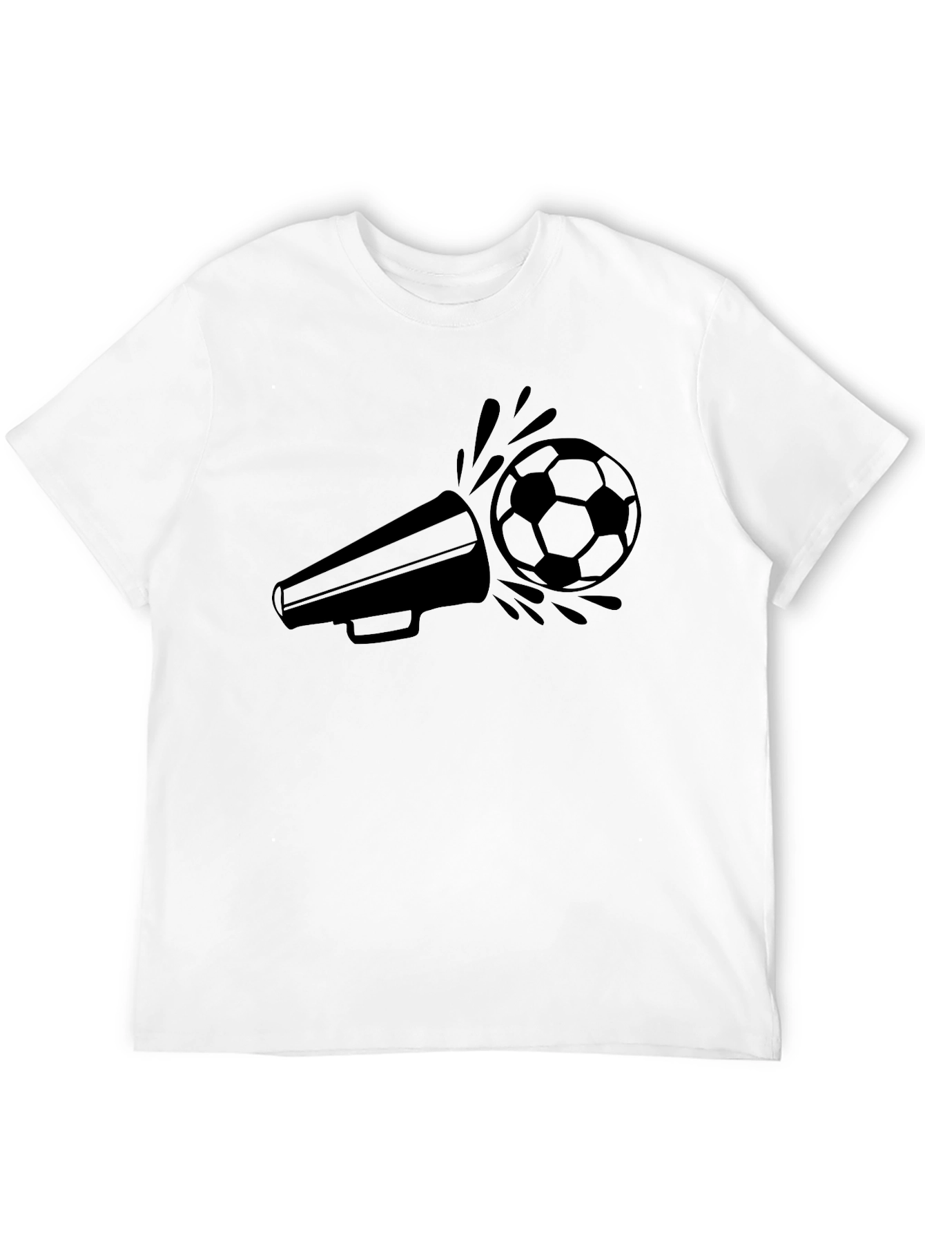 Soccer Megaphone Graphic Tee - Black Cotton T-Shirt