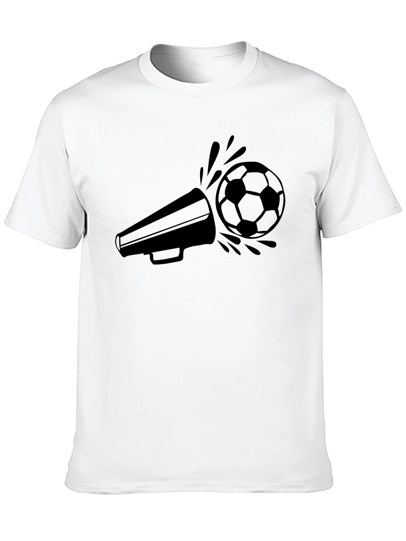 Soccer Megaphone Graphic Tee - Black Cotton T-Shirt