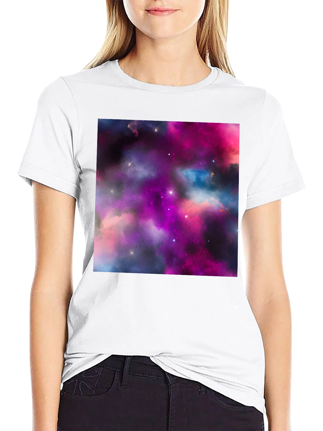 Galaxy Print Black T-Shirt - Stylish Outer Space Design
