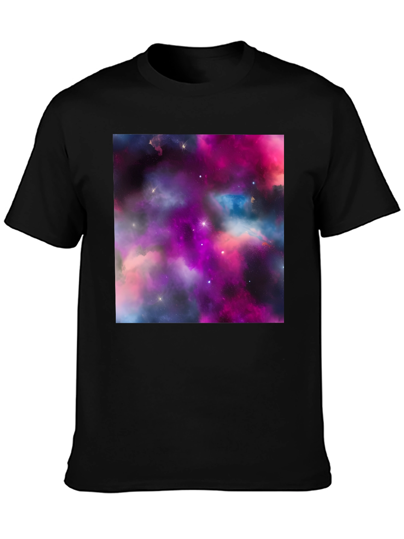Galaxy Print Black T-Shirt - Stylish Outer Space Design