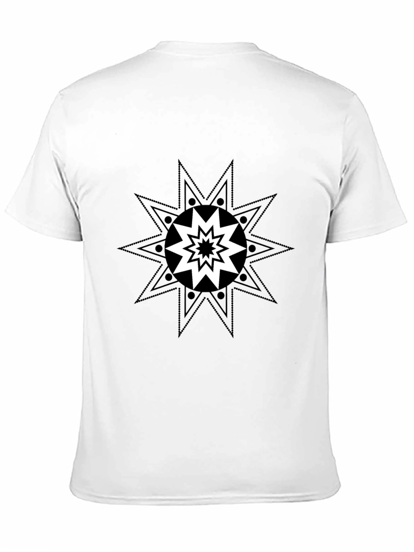 Geometric Starburst Graphic Tee - Black