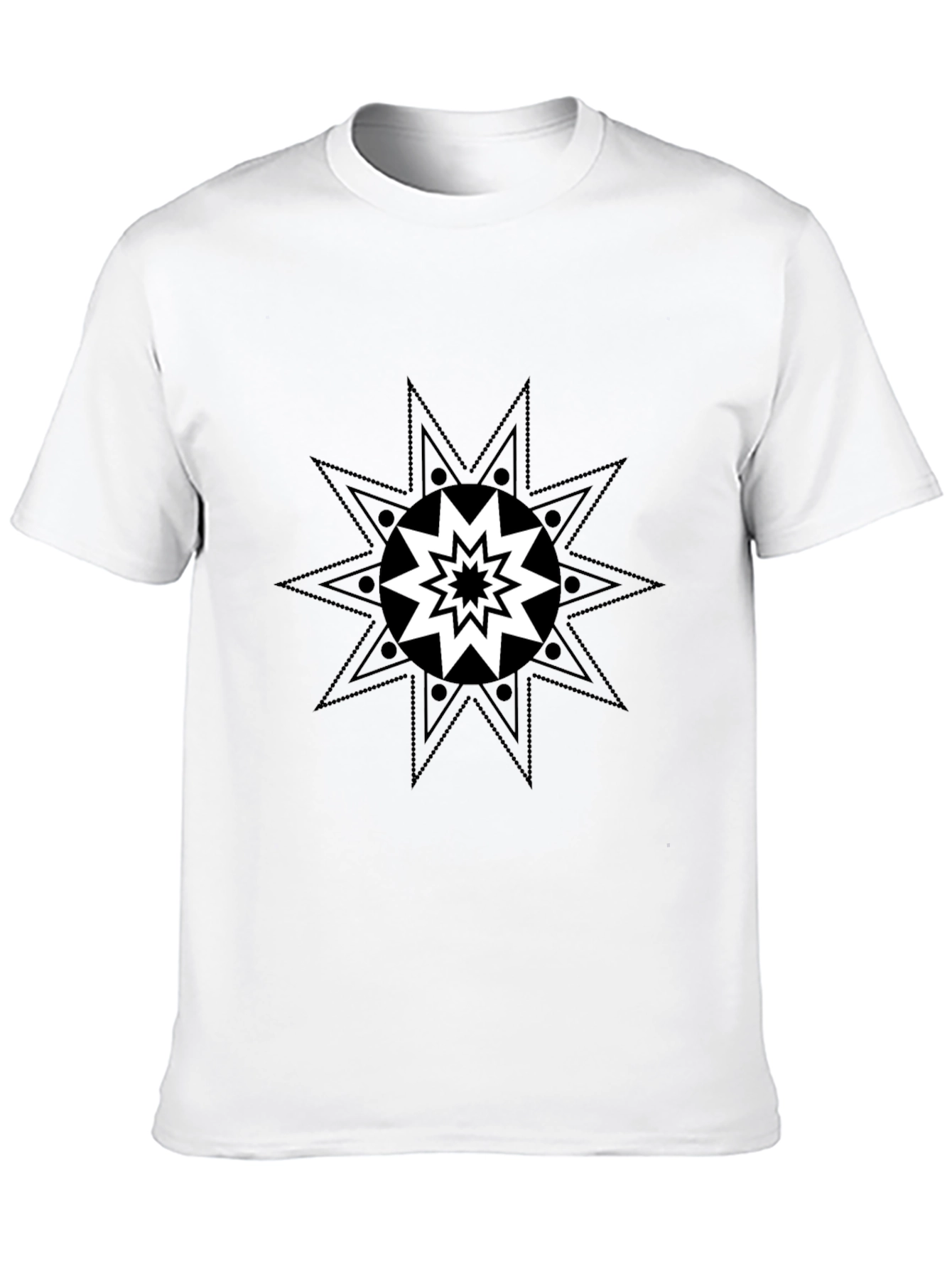 Geometric Starburst Graphic Tee - Black