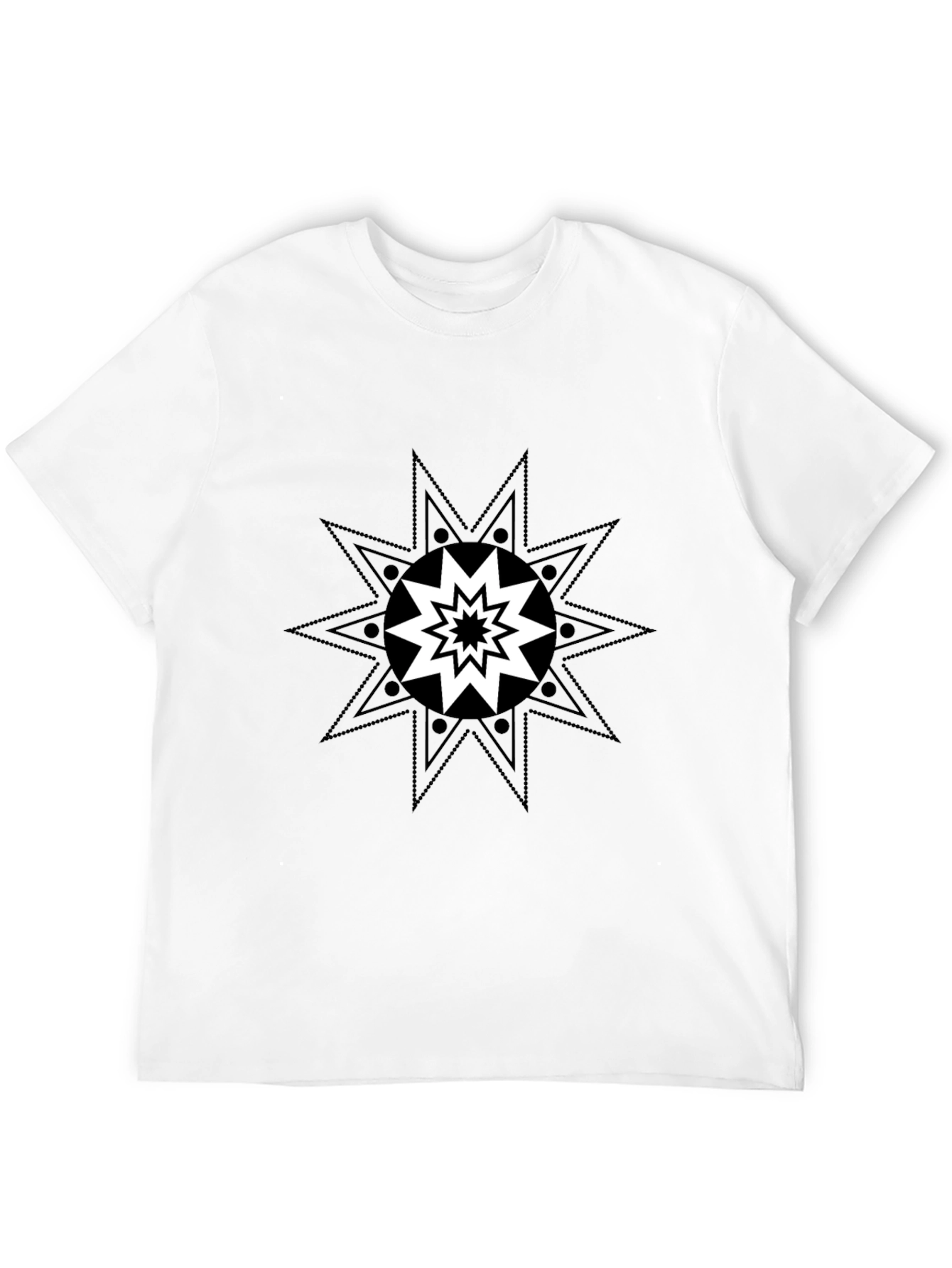 Geometric Starburst Graphic Tee - Black