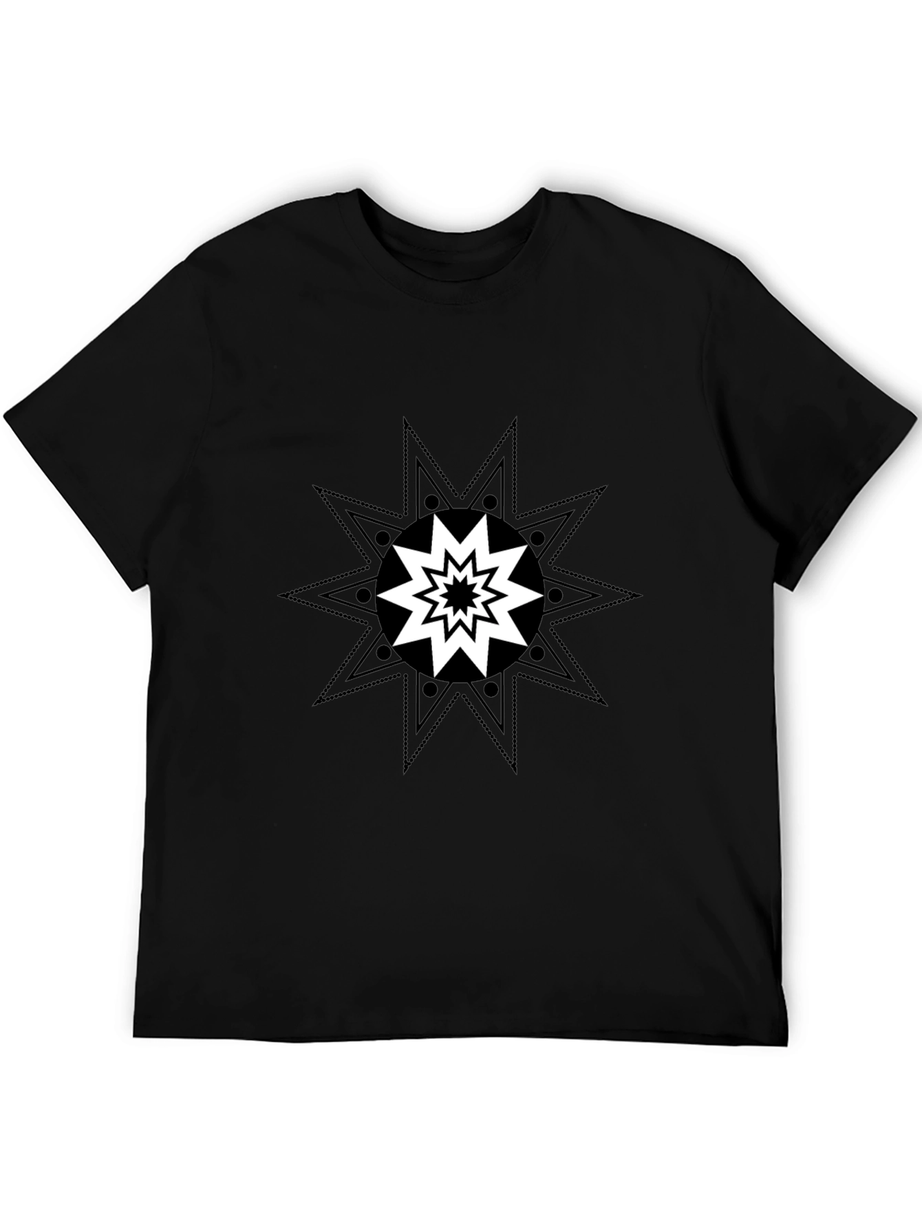 Geometric Starburst Graphic Tee - Black