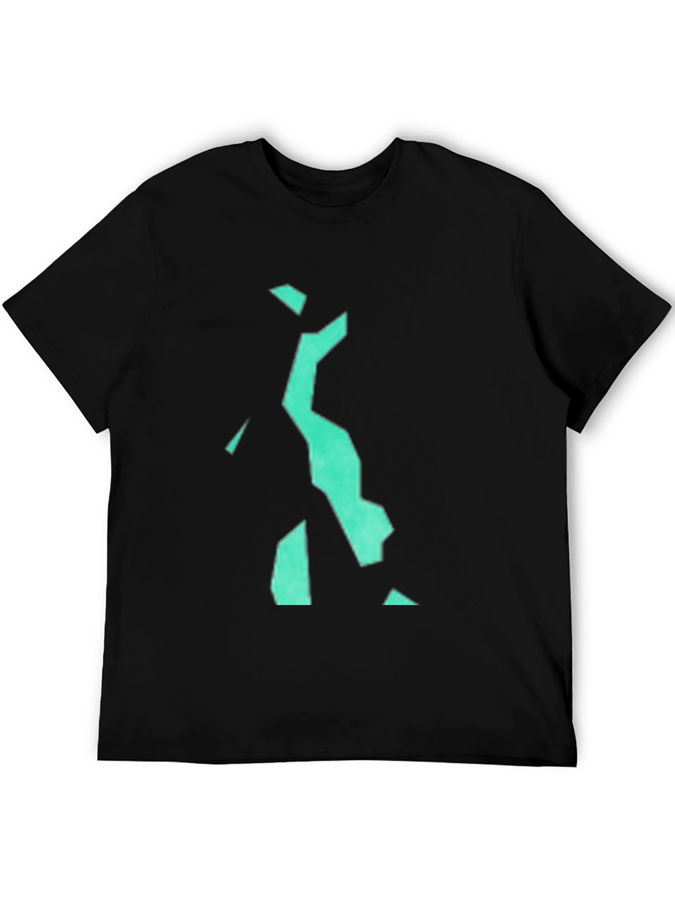 Black T-Shirt with Abstract Teal Design