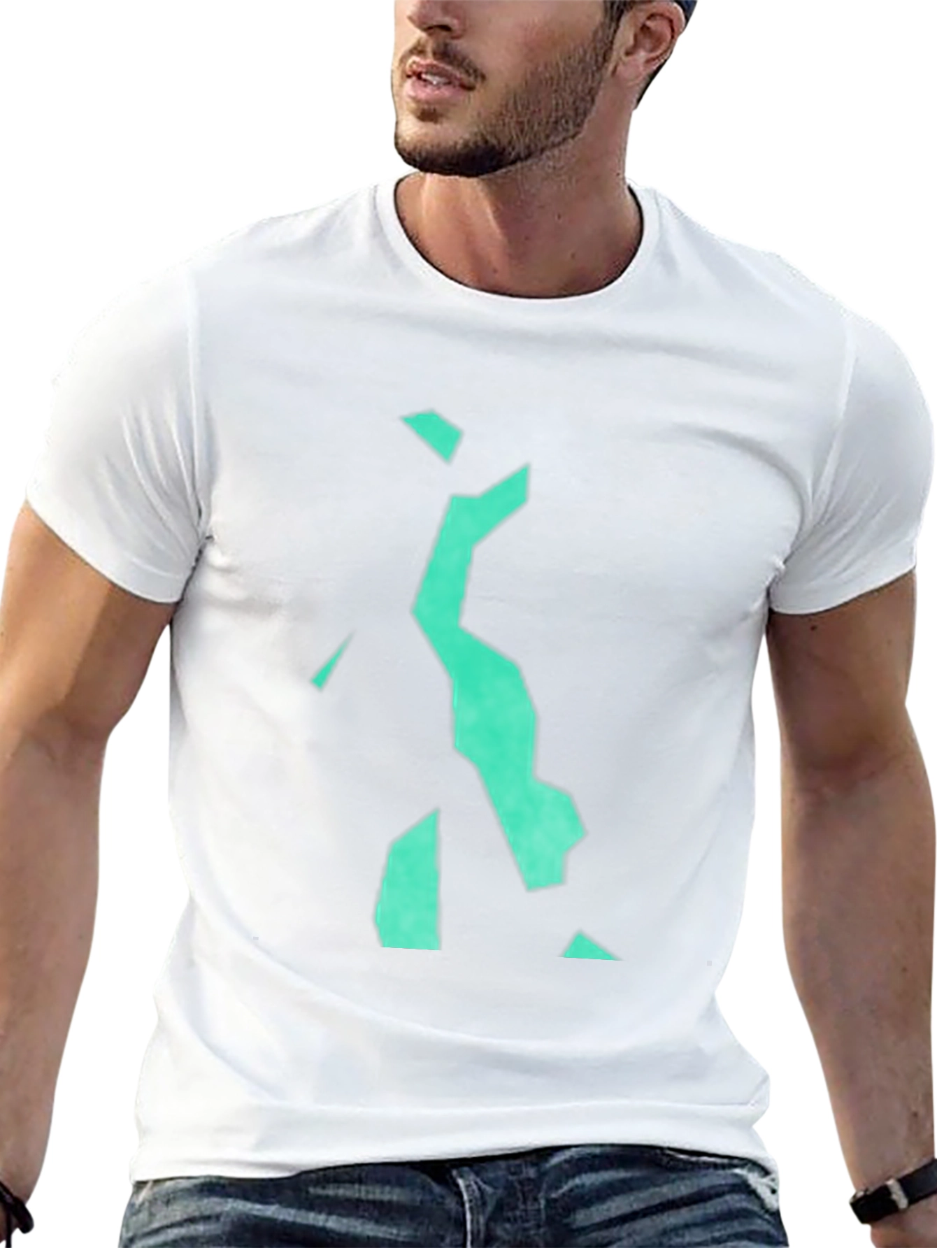 Black T-Shirt with Abstract Teal Design
