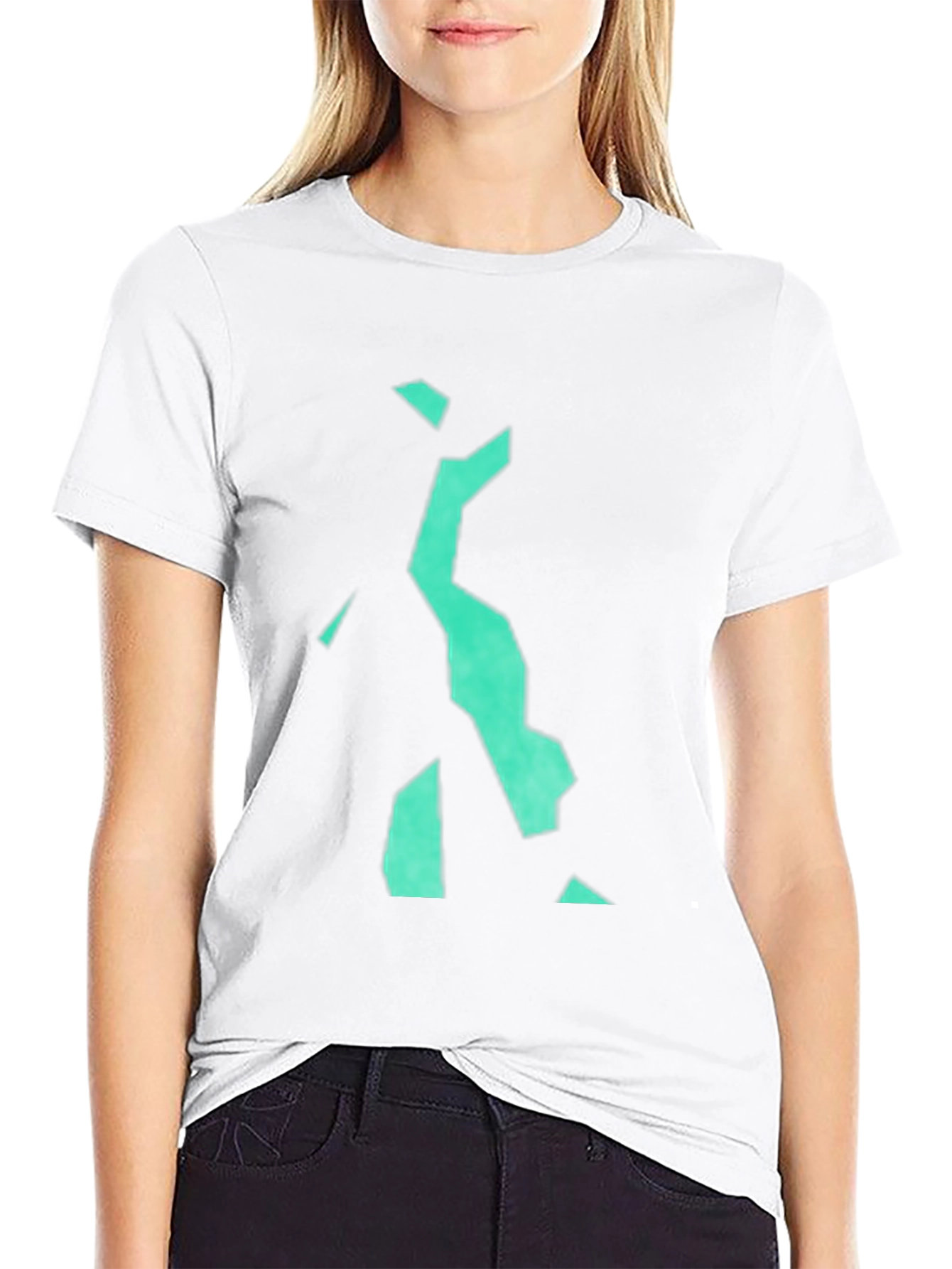 Black T-Shirt with Abstract Teal Design