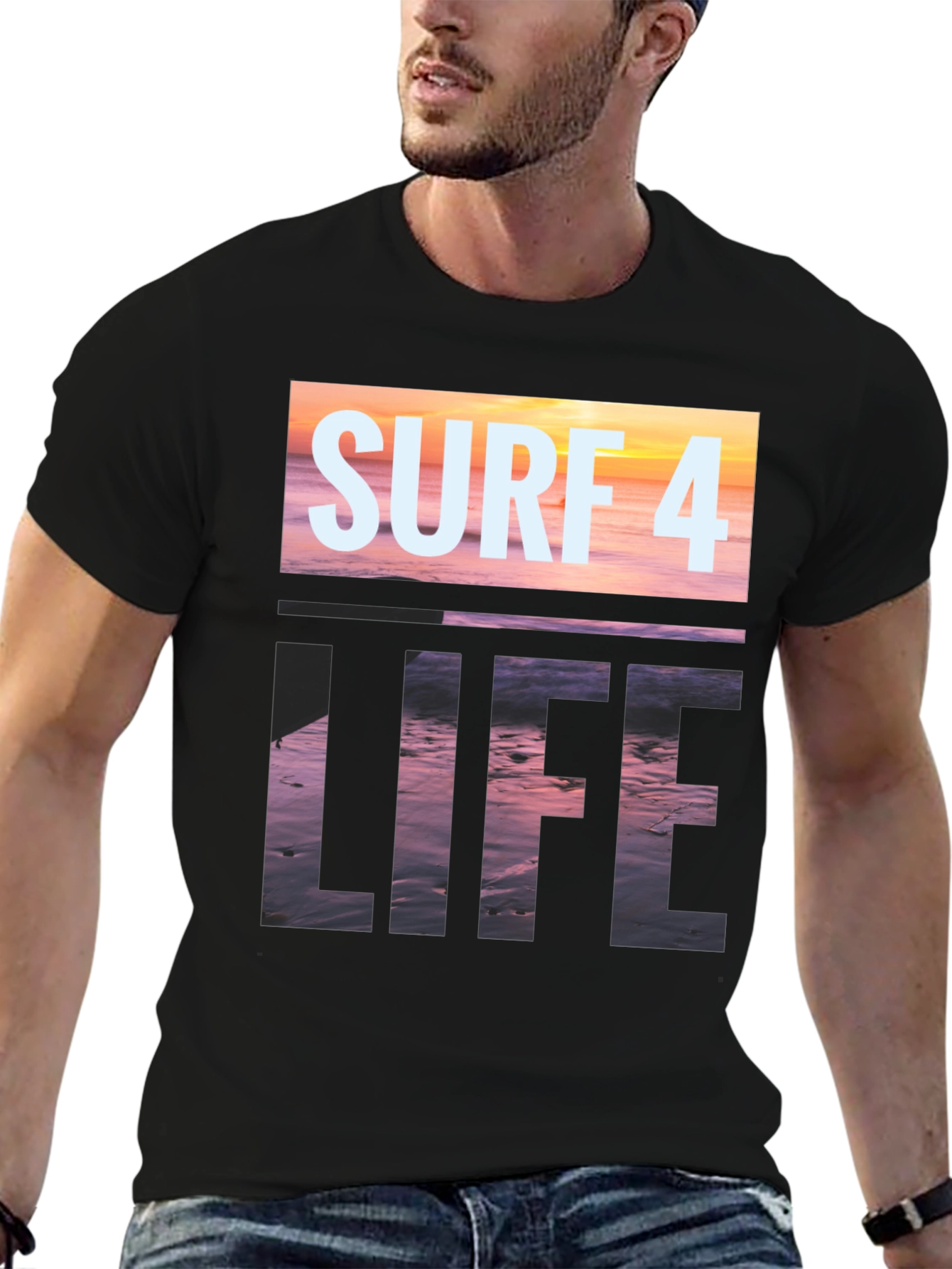 Surf 4 Life Black Graphic Tee