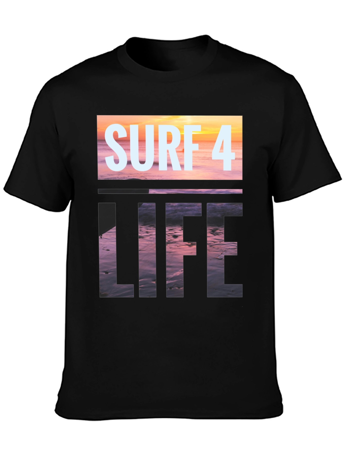 Surf 4 Life Black Graphic Tee