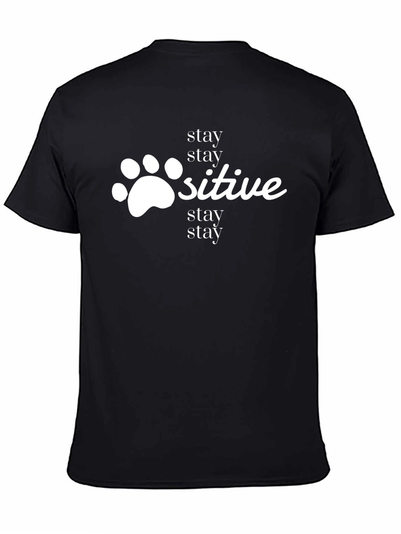 Stay Positive Paw Print Black Tee