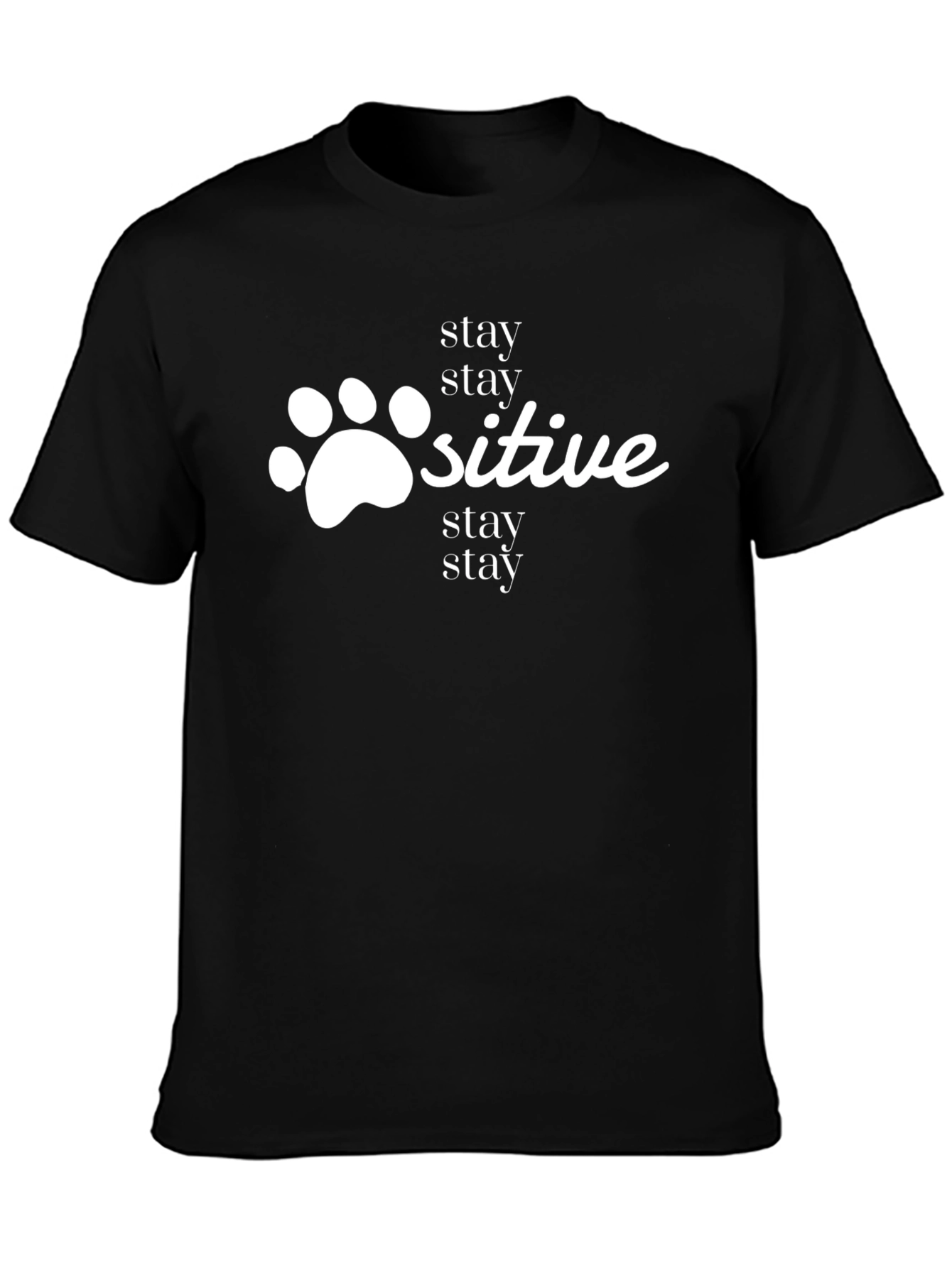 Stay Positive Paw Print Black Tee