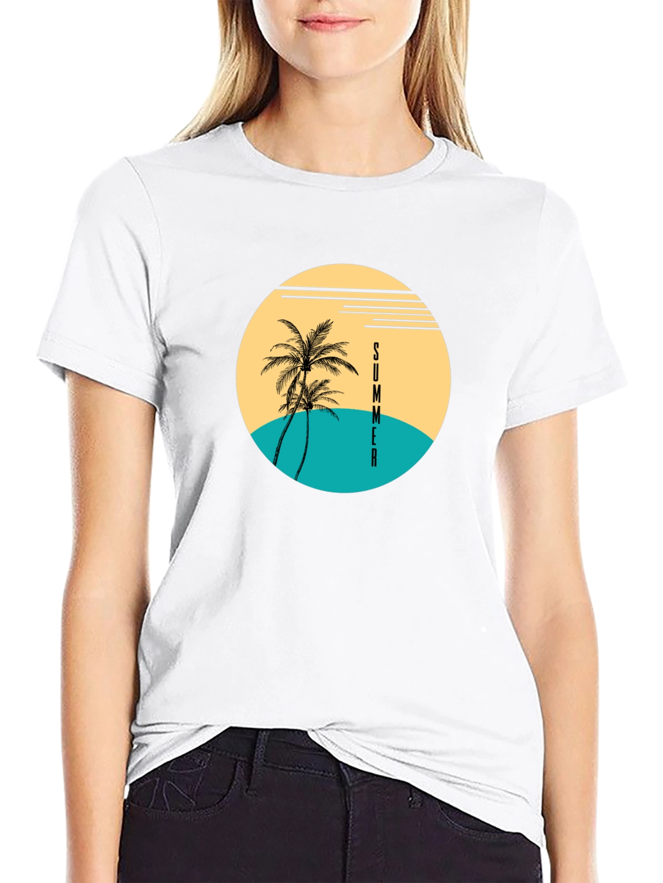 Summer Palm Tree Graphic T-Shirt - Beach Vibes