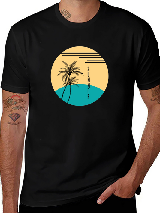Summer Palm Tree Graphic T-Shirt - Beach Vibes
