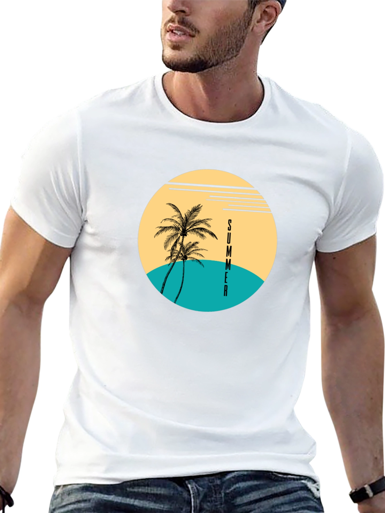 Summer Palm Tree Graphic T-Shirt - Beach Vibes