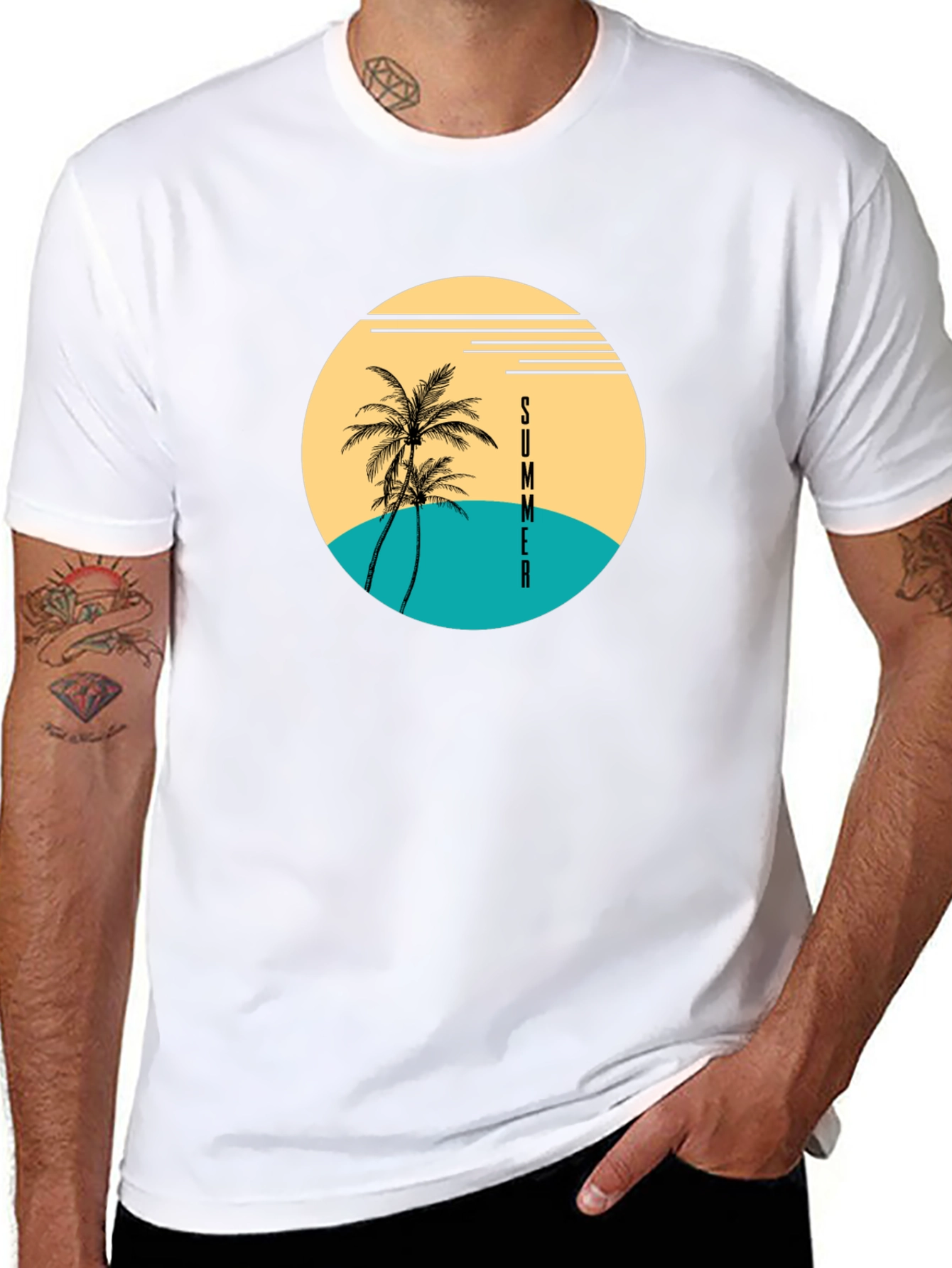 Summer Palm Tree Graphic T-Shirt - Beach Vibes