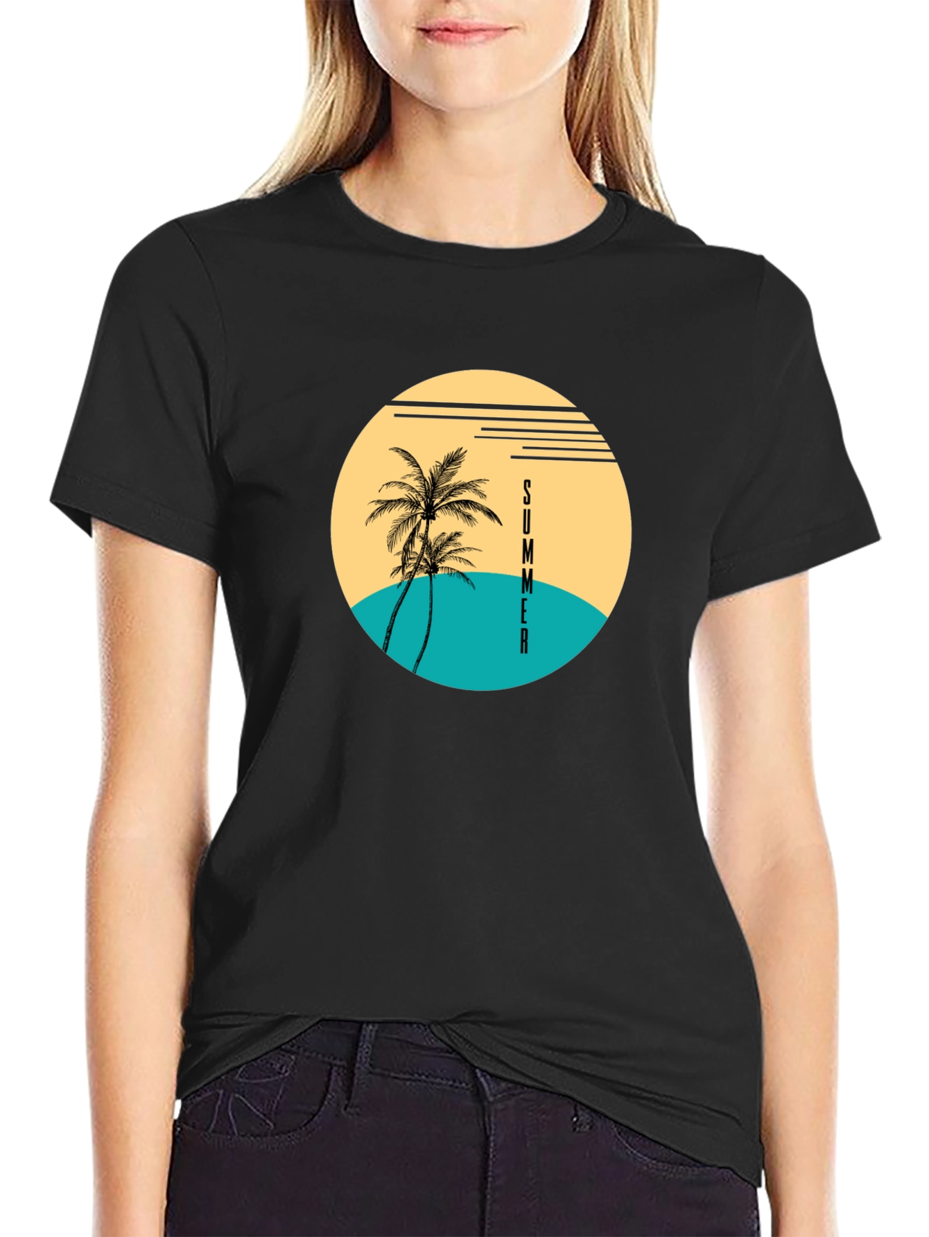 Summer Palm Tree Graphic T-Shirt - Beach Vibes