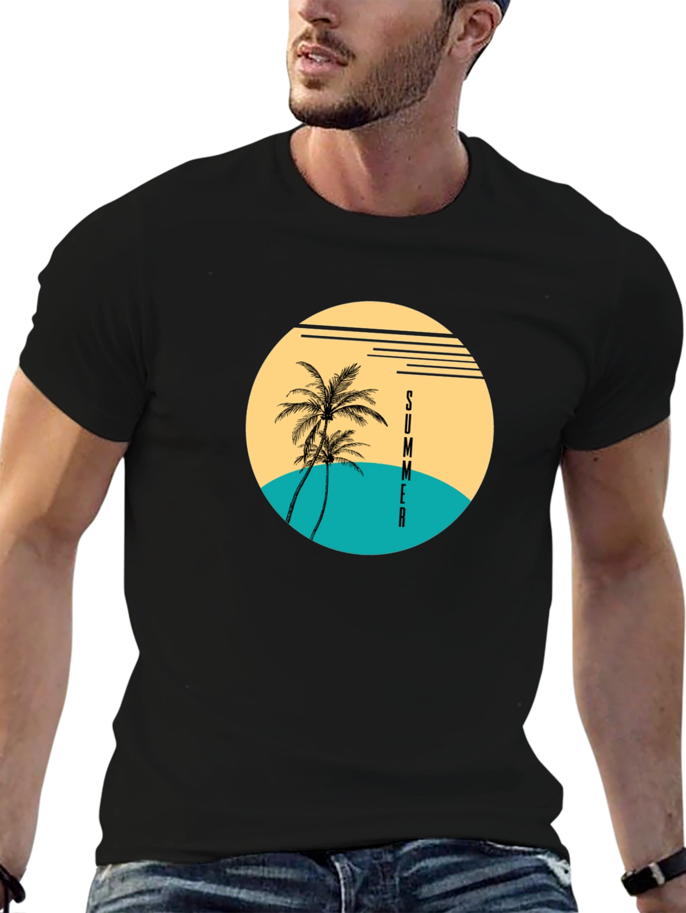 Summer Palm Tree Graphic T-Shirt - Beach Vibes