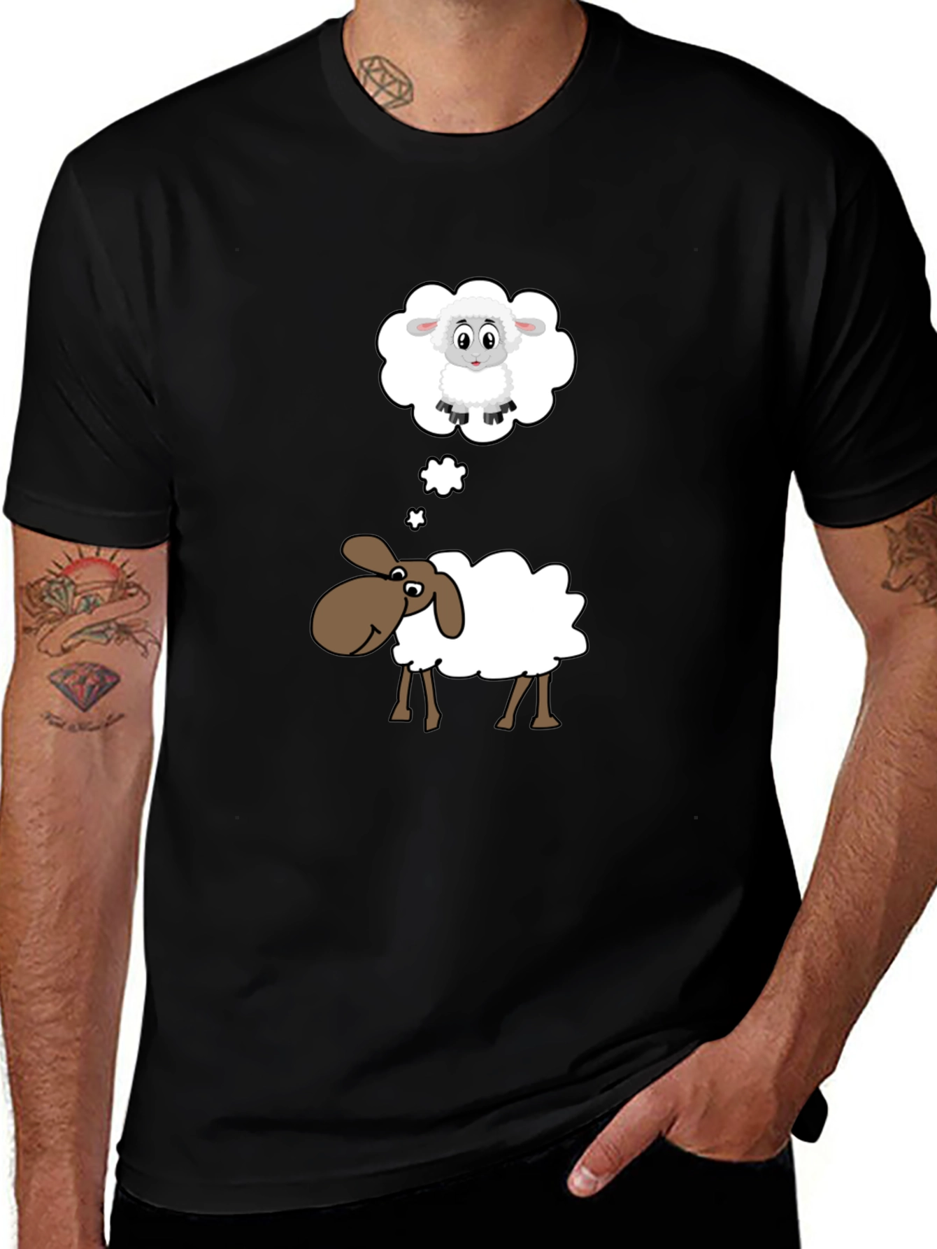 Dreaming Sheep T-Shirt - Black Cotton Tee