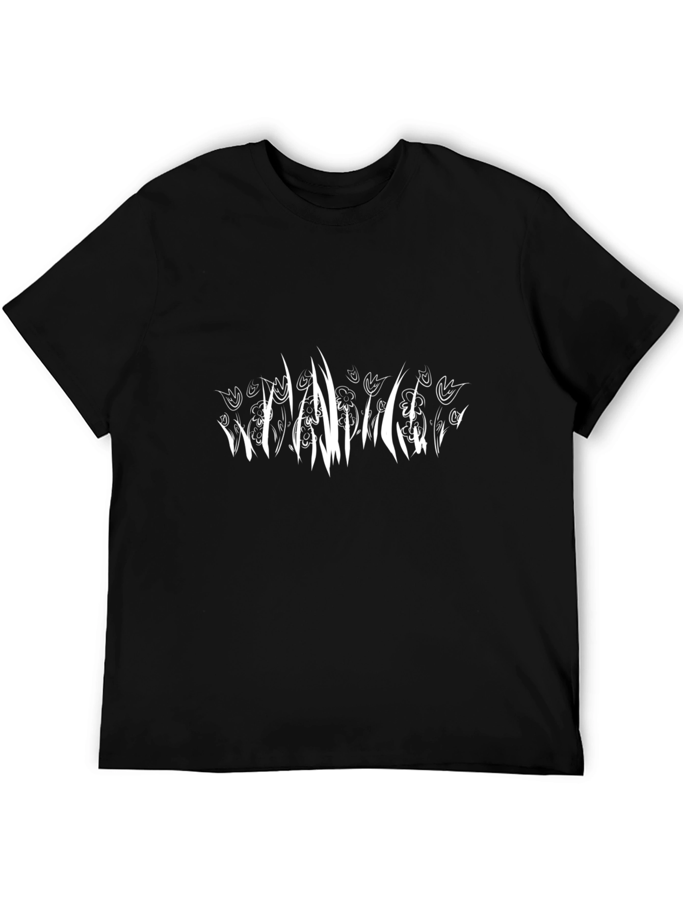 Stylish Black Tee with Abstract Floral Print