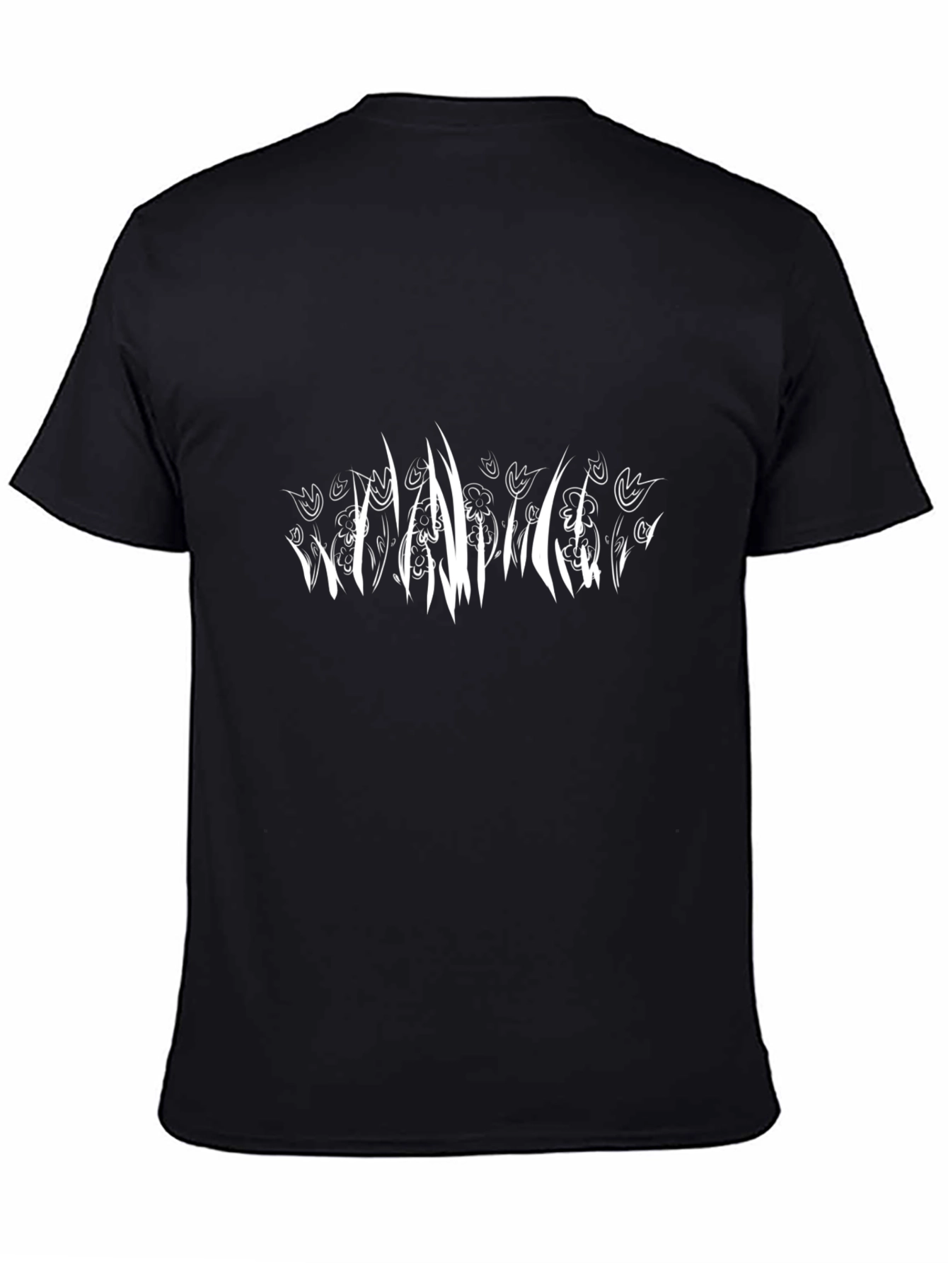 Stylish Black Tee with Abstract Floral Print