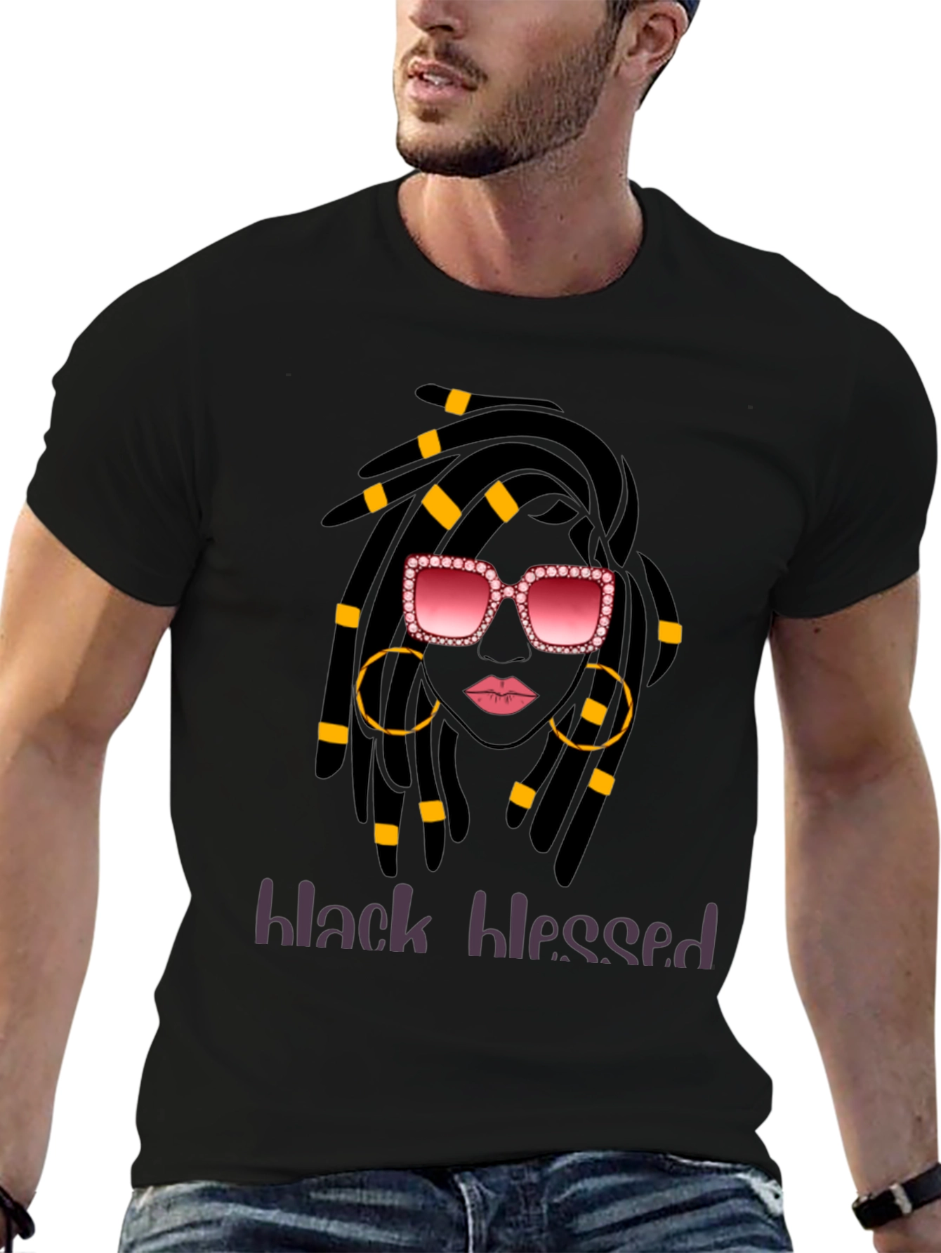 Black Blessed T-Shirt - Stylish Graphic Tee
