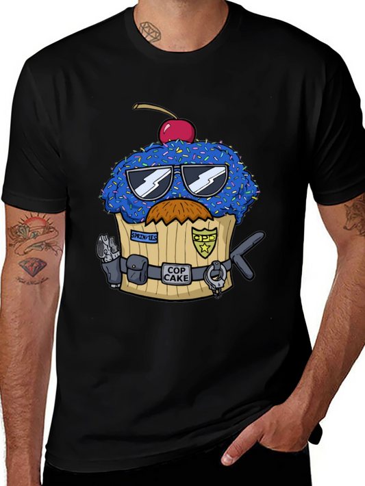 Cop Cake Graphic Tee - Humorous Police Cupcake T-Shirt