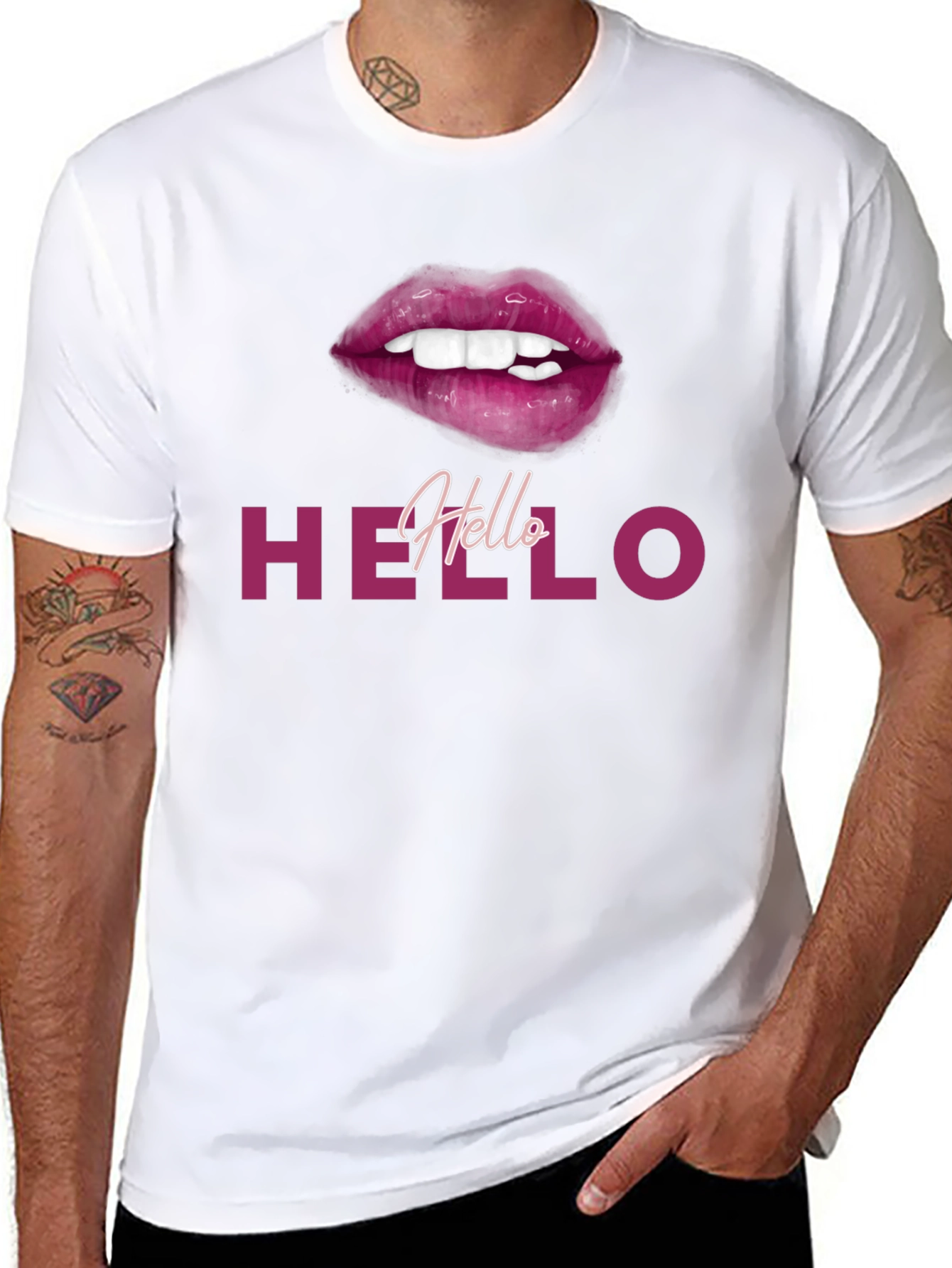 Hello Lips Graphic Tee - Stylish Casual Wear