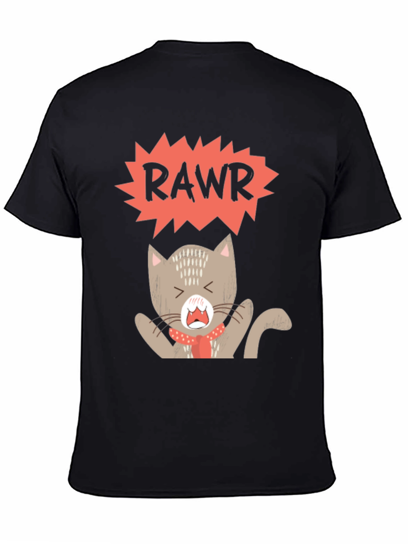 Rawr Cat Graphic Tee - Trendy Black T-Shirt
